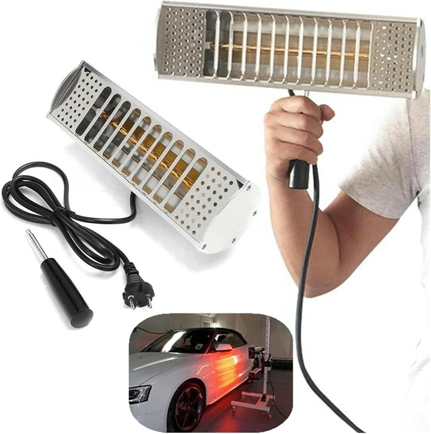 Infrared Paint Dryer Lamp 1000W Portable Curing Light for Car Paint, Solar Film & Auto Body Spray Drying, Effective Heating for Optimal Paint Finish