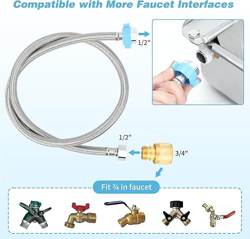 Miniatura 7 de FHTONGE Dispensador automático de agua para perros de acero inoxidable 304 con drenaje y válvulas de flotador, bebedero grande para perros grandes