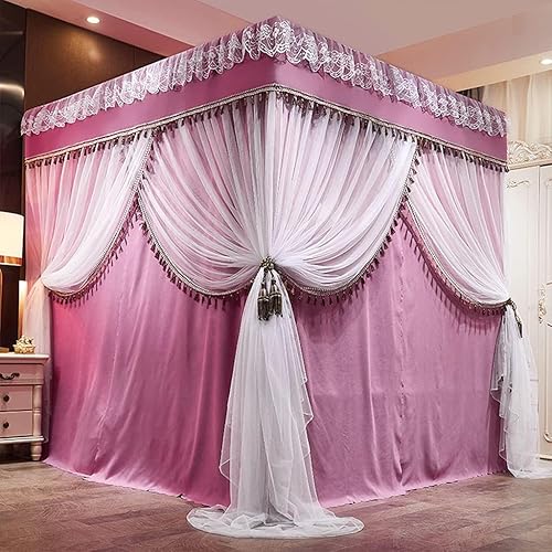 Miniatura 2 de Toldo de cama de 4 postes de esquina de princesa y bonita mosquitera para cama de niñas, dormitorio de adultos, habitaciones de niños red de cortina
