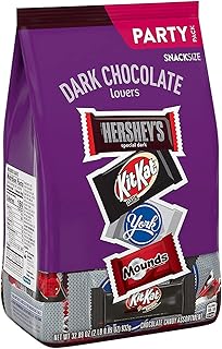 Hershey Dark Chocolate Lovers Dark Chocolate Assortment Snack Size Candy, Individually Wrapped, 32.89 oz Bulk Party Pack