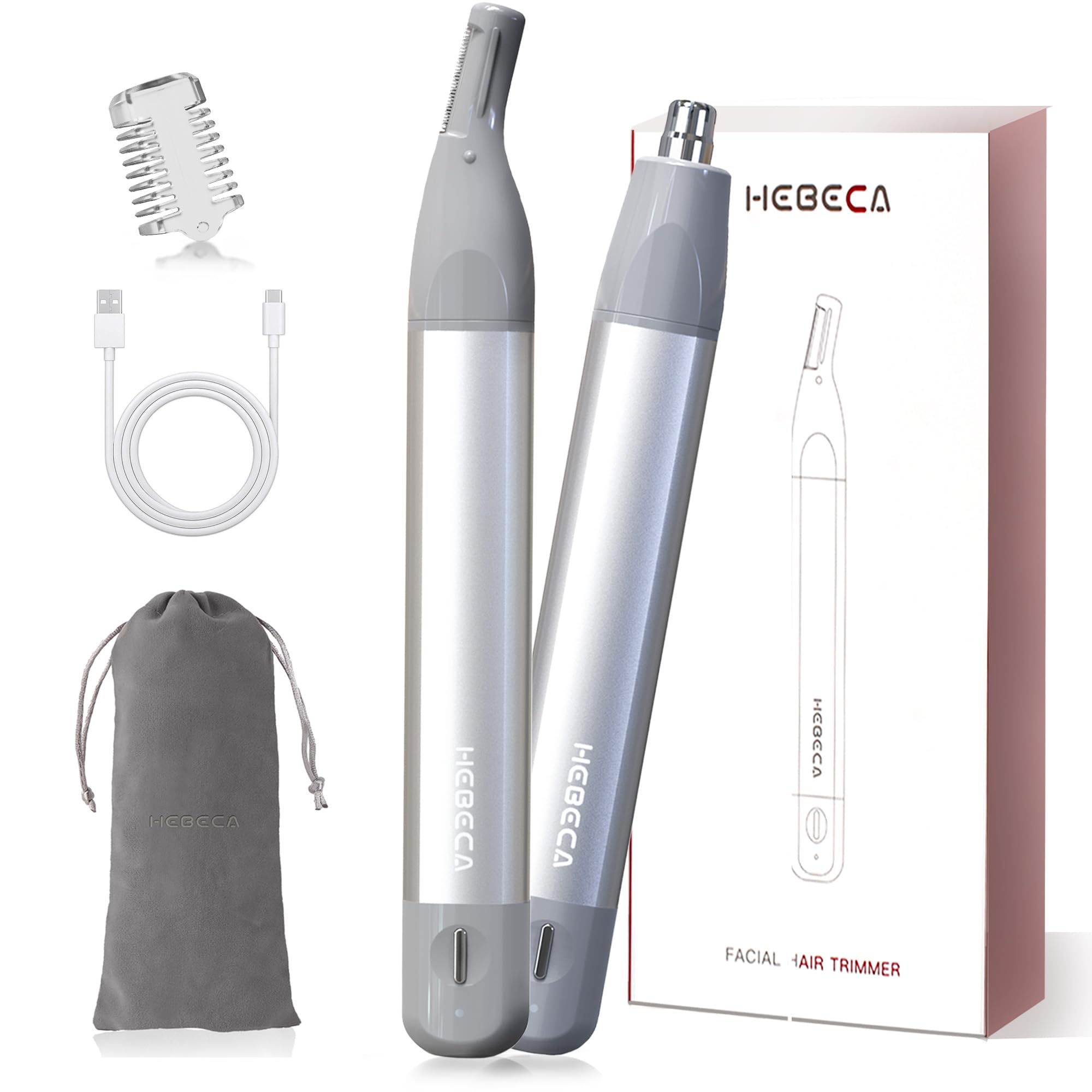 Nose Hair Trimmer for Men Women - 2in1 Rechargeable Ear and Nasal Hair Trimmer Waterproof Nose Clipper Electric