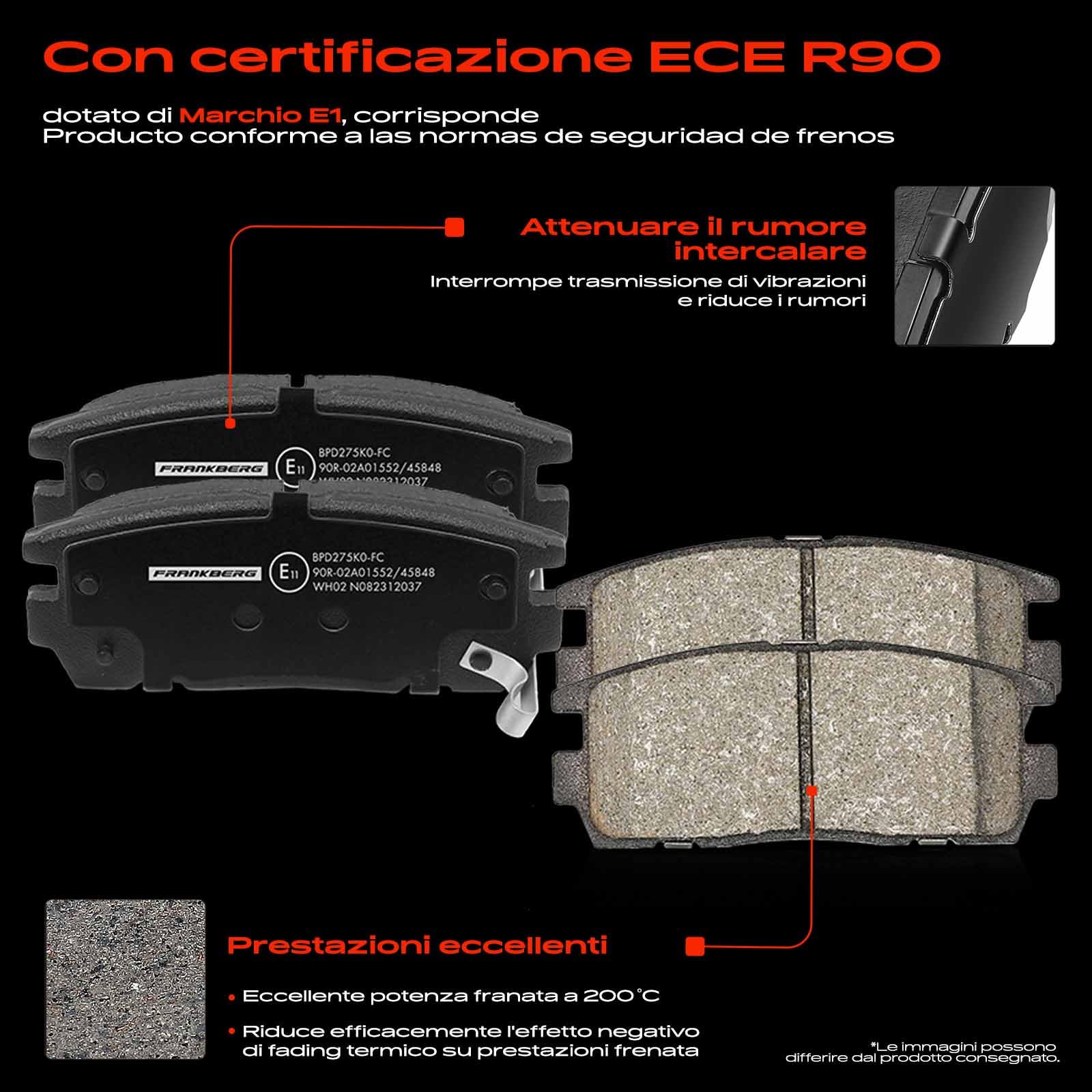 Frankberg 1 set freni incl. 2 dischi freno + 4 pastiglie freno posteriori | Compatibile con: Captiva C100 C140, Captiva Sport, Captiva Van C100, Antara L07