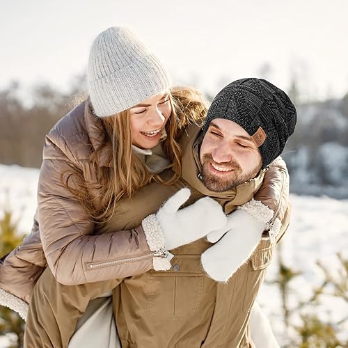 Miniatura 6 de PAGE ONE Gorro holgado de invierno para hombre con forro polar cálido gorro de punto trenzado