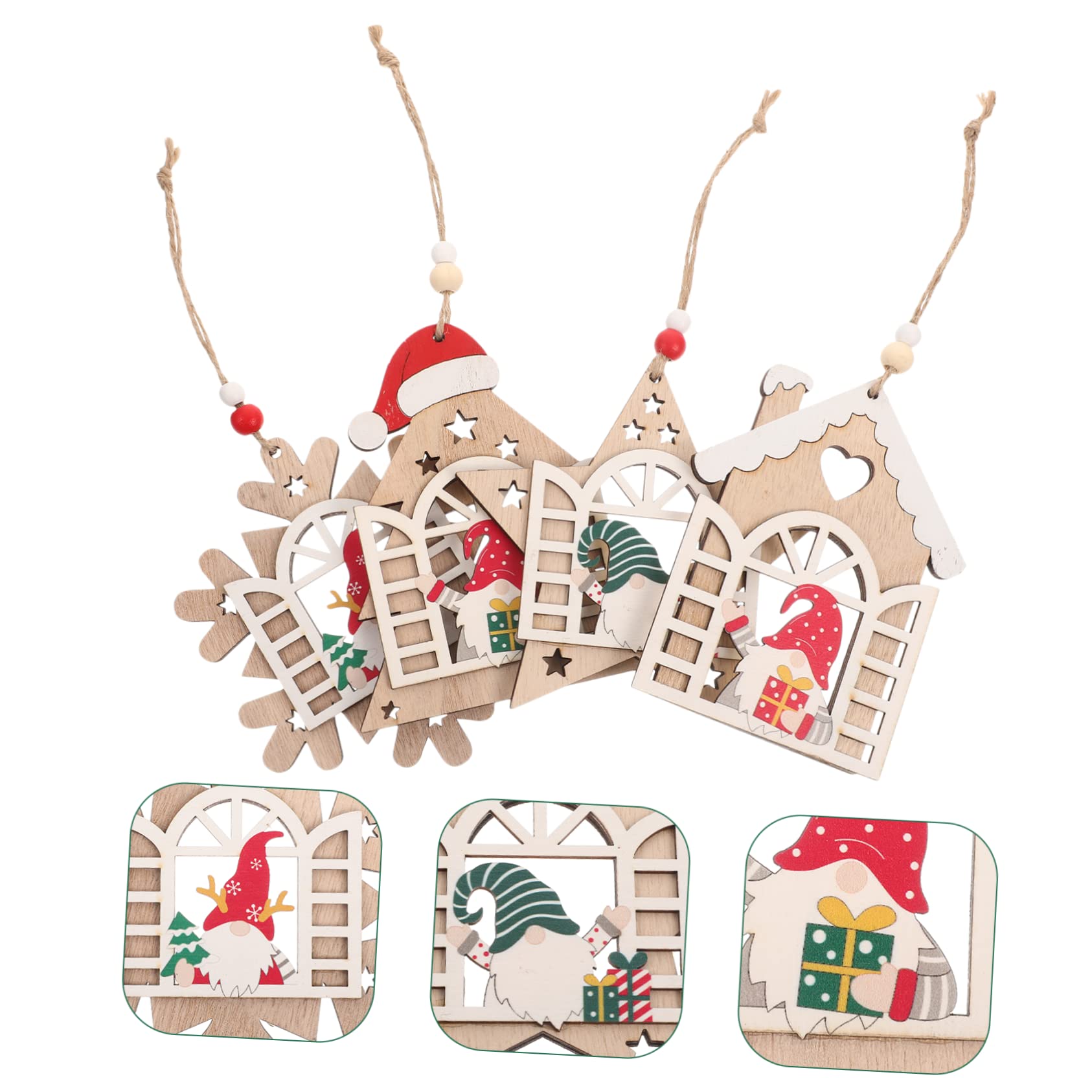 Ciieeo 16 STK Weihnachtsschmuck Christbaumschmuck Zum Aufhängen Weihnachtsbauernhaus Rustikale Verzierungen Hängende Dekoration Für Weihnachten Hängende Weihnachtsverzierung Hölzern
