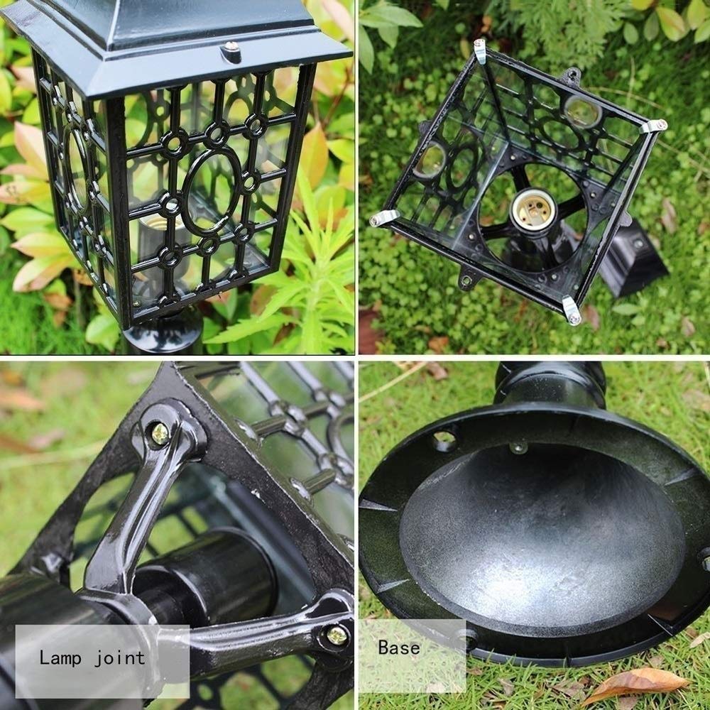 Moderne IP55 Étanche 100 cm Créatif Noir Jardin Poteau Européen Vintage Extérieur Pelouse Lampadaire Aluminium Métal Pilier Haut Poteau Lanterne Planification de la Cour,