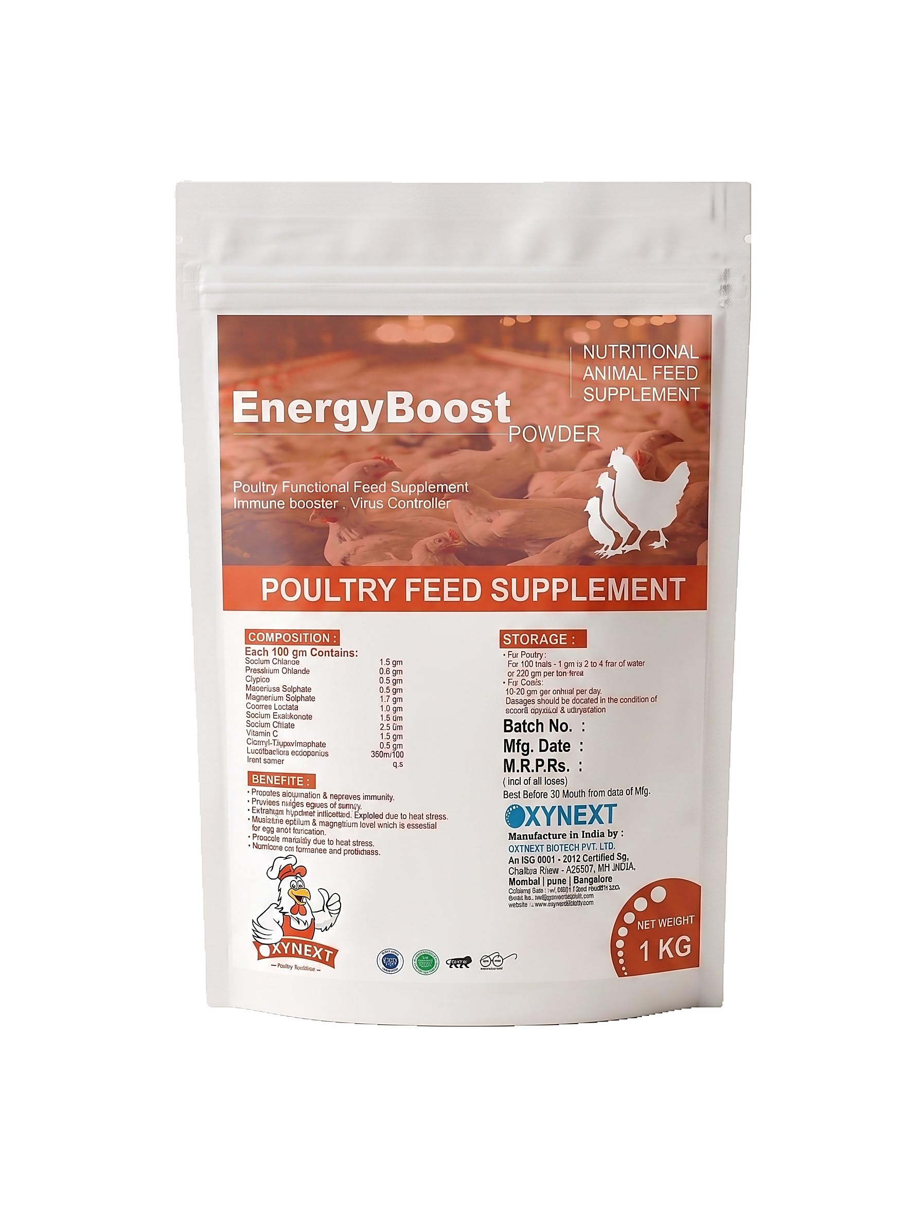 ox-21 Oxynext EnergyBoost Poultry Feed Supplement Powder | Functional Nutritional Supplement with Electrolytes & Vitamin C | Immunity & Heat Stress Support | 1 kg-image-38