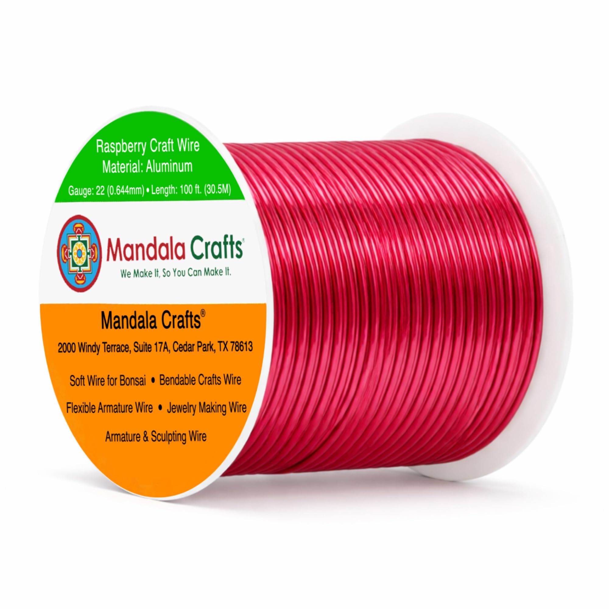 Mandala Crafts 22 Gauge Raspberry Anodized Aluminum Craft Wire, 100 FT