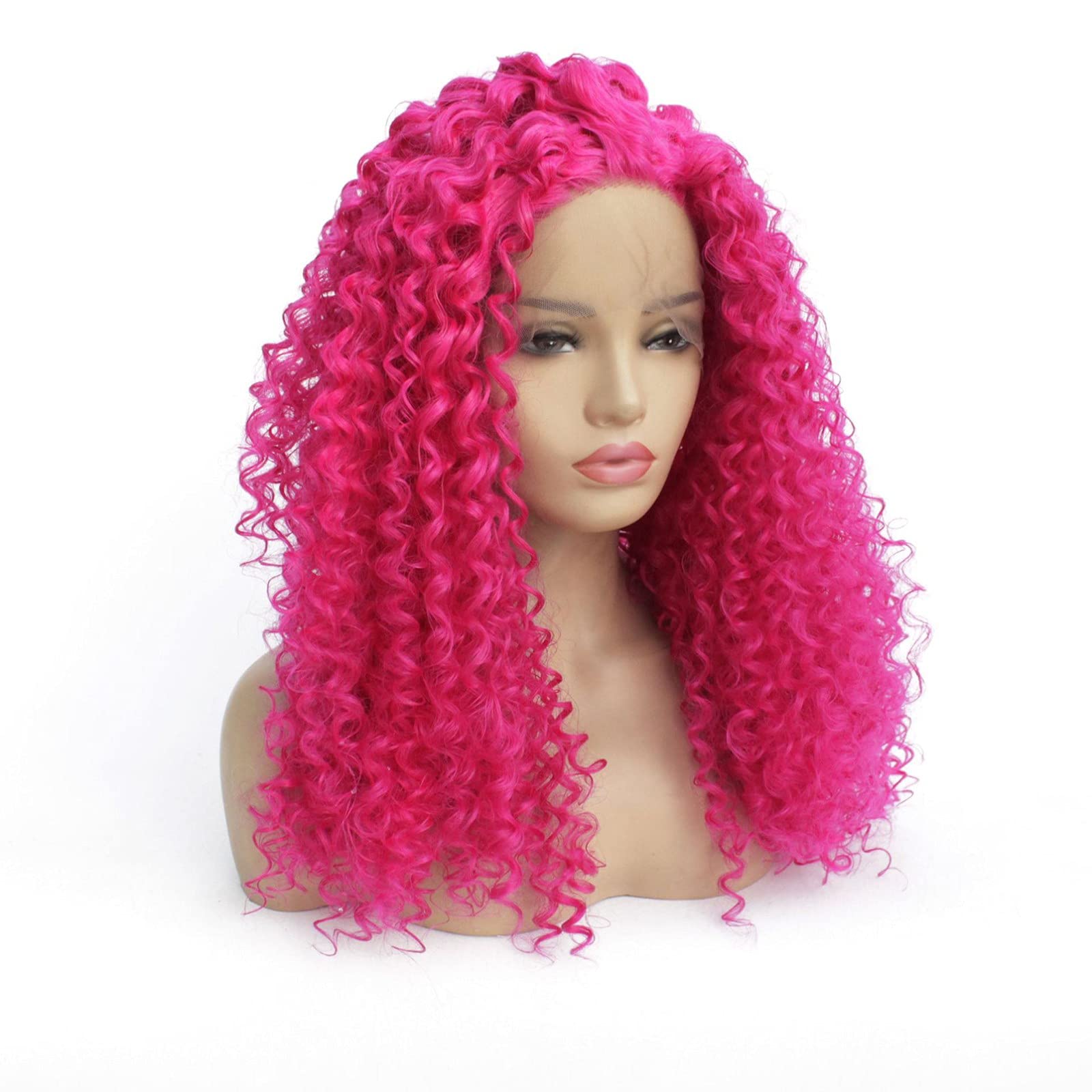 ♥️ 24” HOT PINK OMBRÉ CURLY  LACE  FRONT WIG *NEW* Amazon.com : BLUPLE 613# Blonde Ombre Pink Purple Lace Front  main image 3