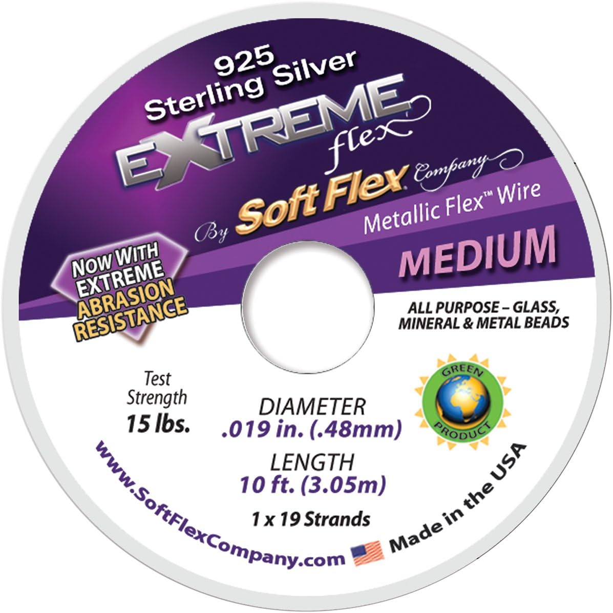 Soft Flex Extreme Flex Wire 19 Strand 48 mm x 10 Ft - Tarnish Resistant Jewelry Wire