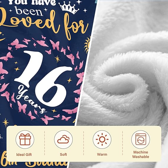 16 Girls Blanket, Soft Flannel Oversized Throw Blankets, 50X60 in