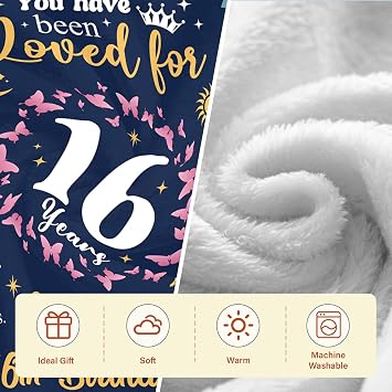 16 Girls Blanket, Soft Flannel Oversized Throw Blankets, 50X60 in