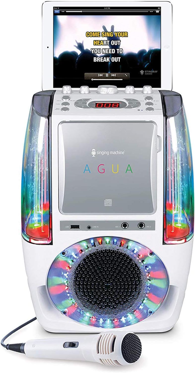 Singing Machine SML605W with a tablet placed in its cradle