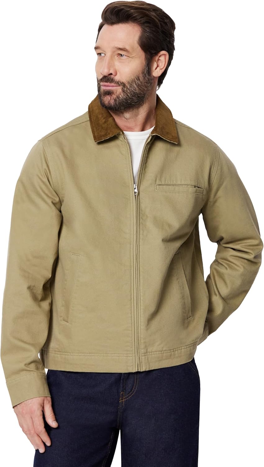 Amazon Essentials Men's Relaxed-Fit Rigid Denim Zip Up Jacket