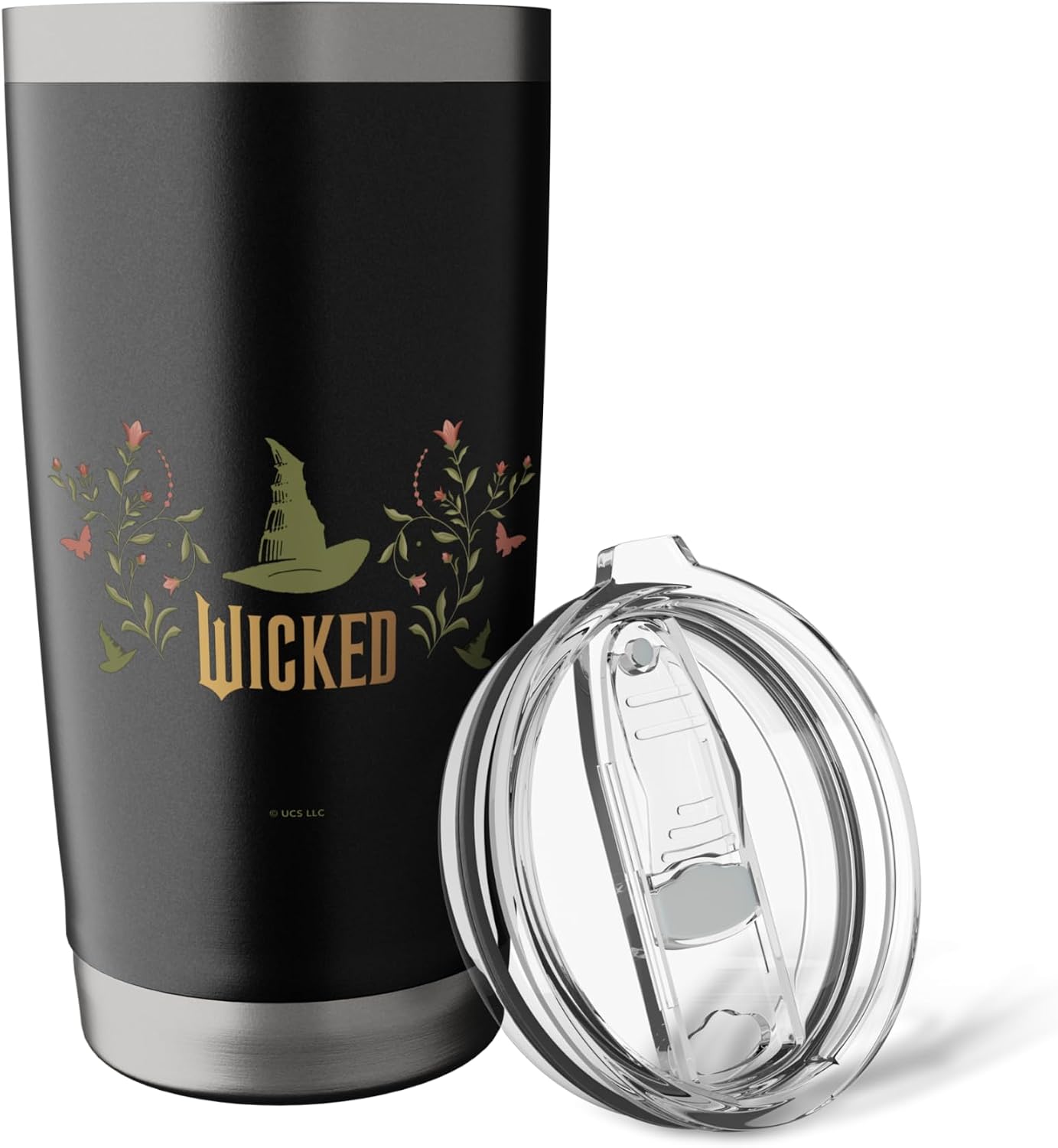 Wicked Movie Logo Elphaba Hat Floral Stainless Steel Insulated Tumbler image 5