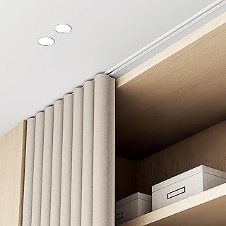SRNSAEB Flush Mounted Recessed Curtain Track 60 80 120 108 170 59 Inch, Ceiling Mounted Curtain Rail for Room Divider/Bay Window, Aluminum Drapery Track System Embedded Concealed(64inch/162.6cm)