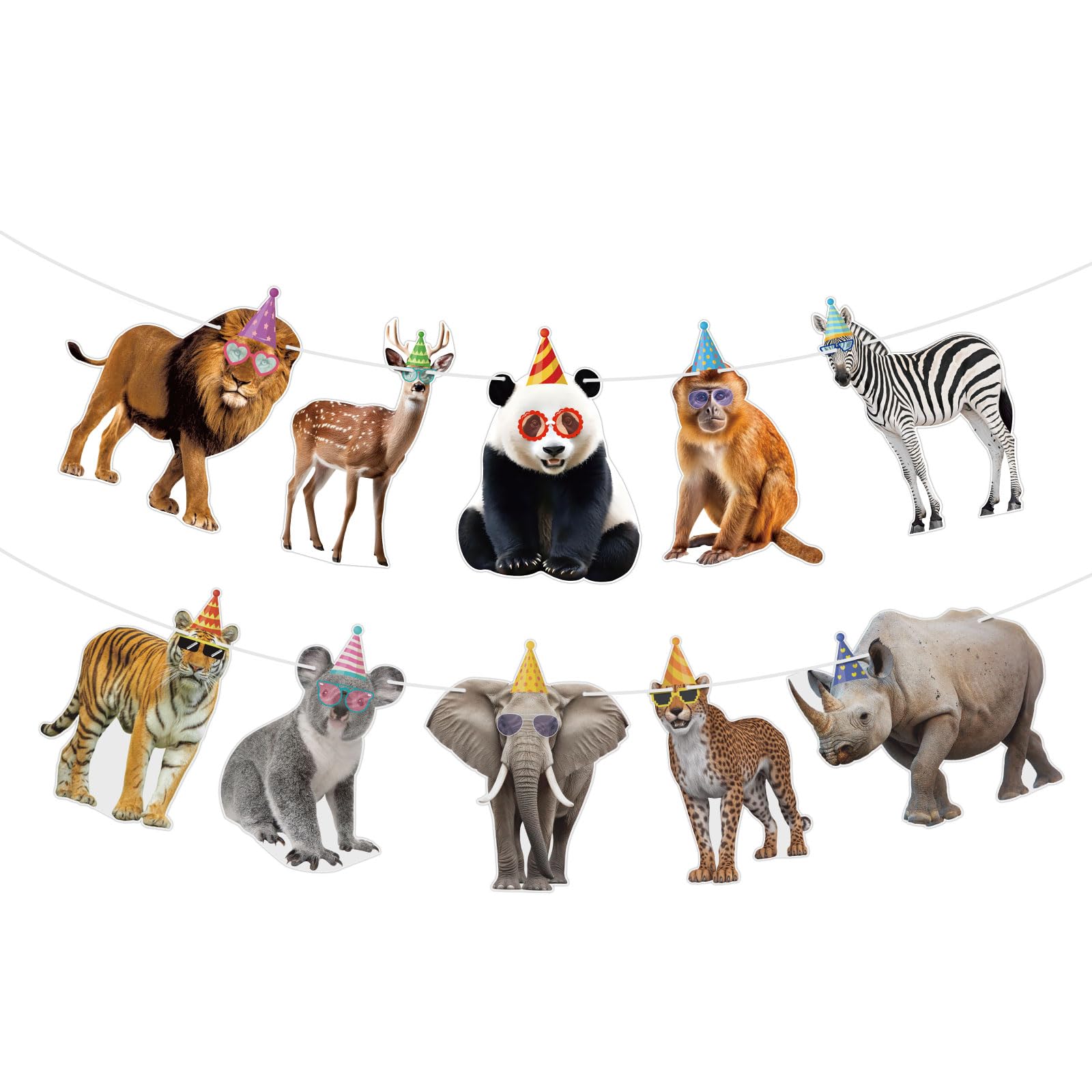 Hooqict Safari Animals Happy Birthday Banner Animal Birthday Decorations Party Animal Banner Garland Sign for Jungle Theme Decorations Kids Wild Zoo Party Supplies