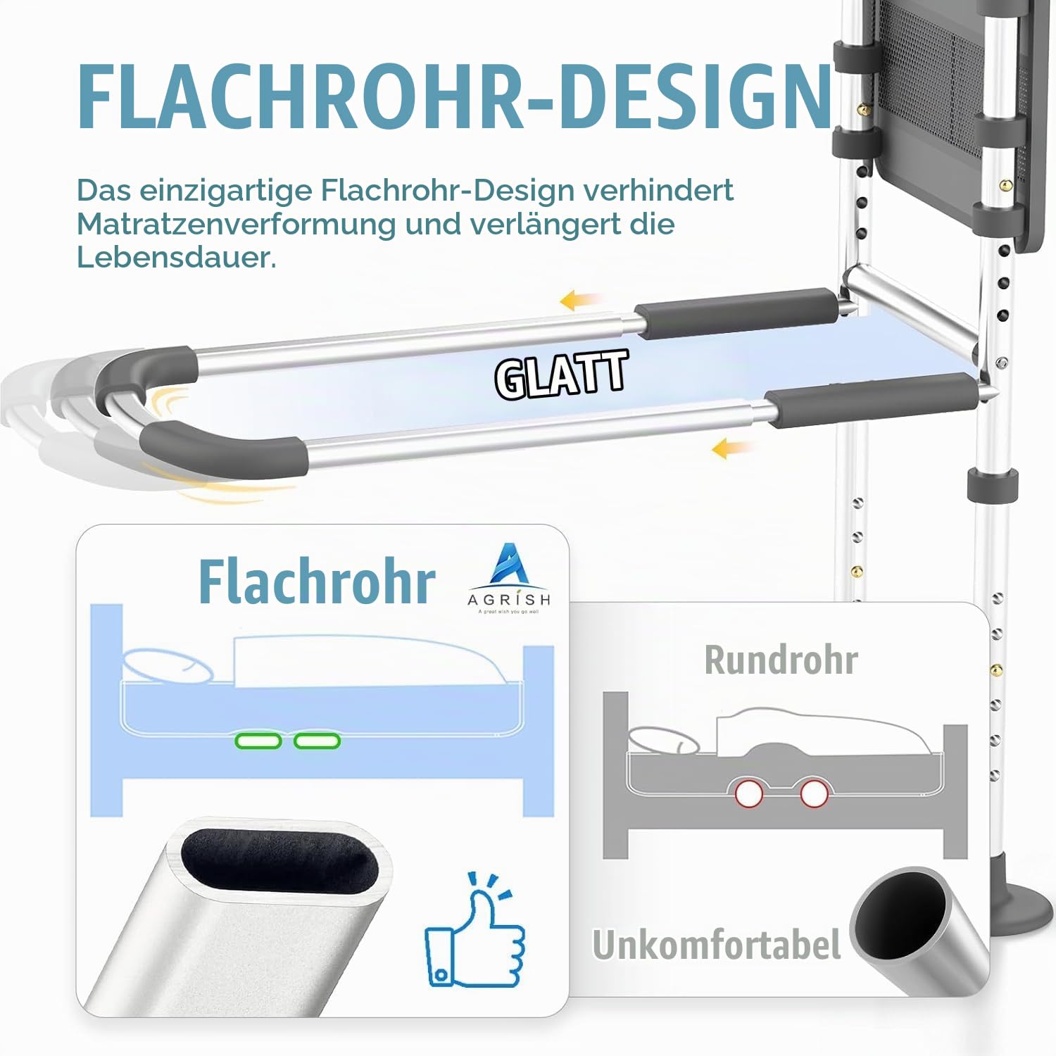Agrish Höhenverstellbares Bettgitter mit LED-Licht für Senioren