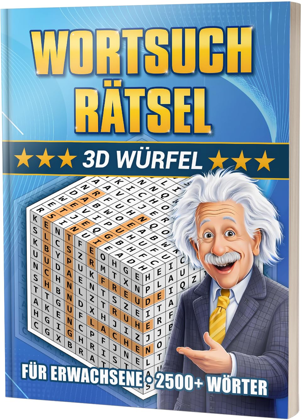 3D Wortsuchrätsel für Erwachsene: 101 knifflige Würfel in 3 Schwierigkeitsstufen | 2600+ Wörter | Das große Rätselbuch für Gehirnjogging, Logik & Konzentration – Kleestern®