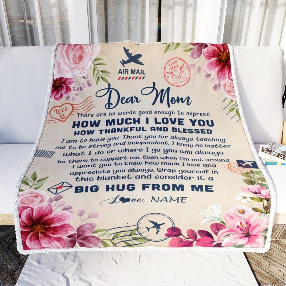 CenturyTee Personalized Dear Mom Blanket from Daughter Son Child There are No Words Good Enough to Express Flower Mom Mother's Day Birthday Christmas Fleece Blanket (50 x 60 in Youth Size)