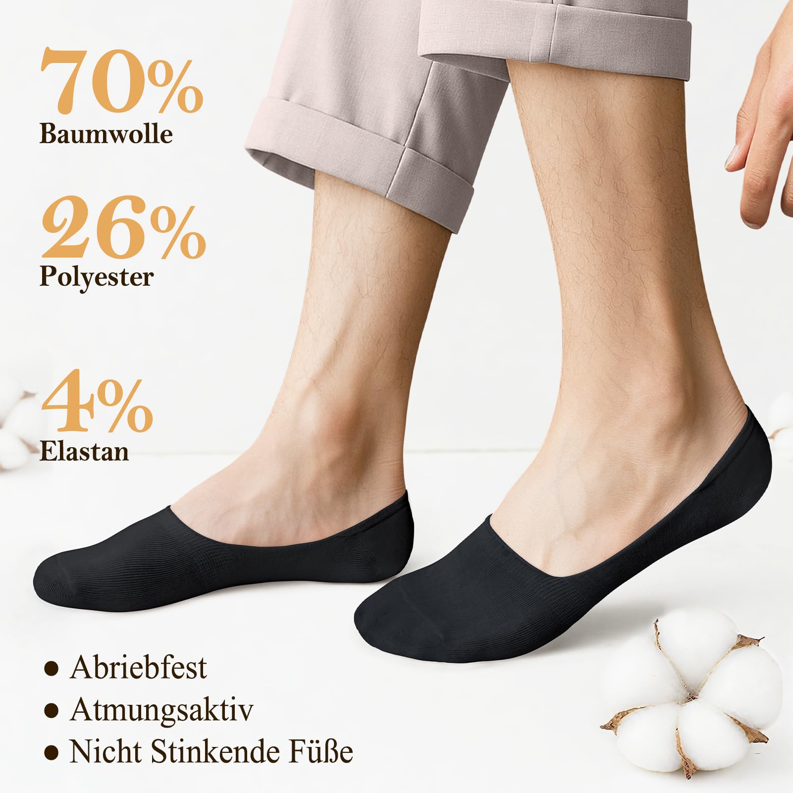 Kiiwah 4 Paare Füsslinge Herren, Füßlinge mit Rutschfestem Silikon Unsichtbare Socken Sneaker Socken Unsichtbar Invisible Socks Herren für Canvasschuhe, Sneaker, Oxford-Schuhe, Freizeitschuhe