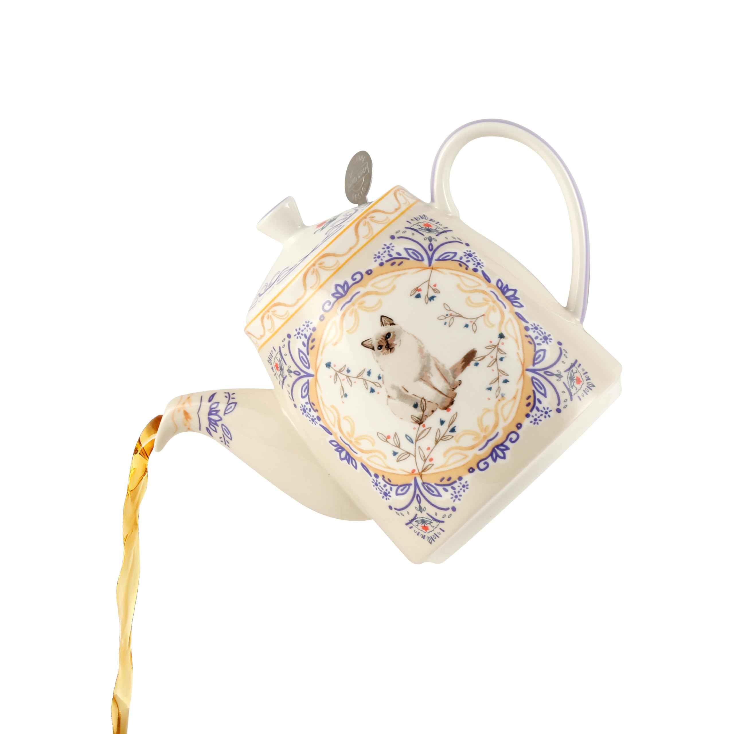 London Pottery Service à thé Aternoon en porcelaine anglaise pour 1 personne, théière, tasse et soucoupe à motif animal (chat)
