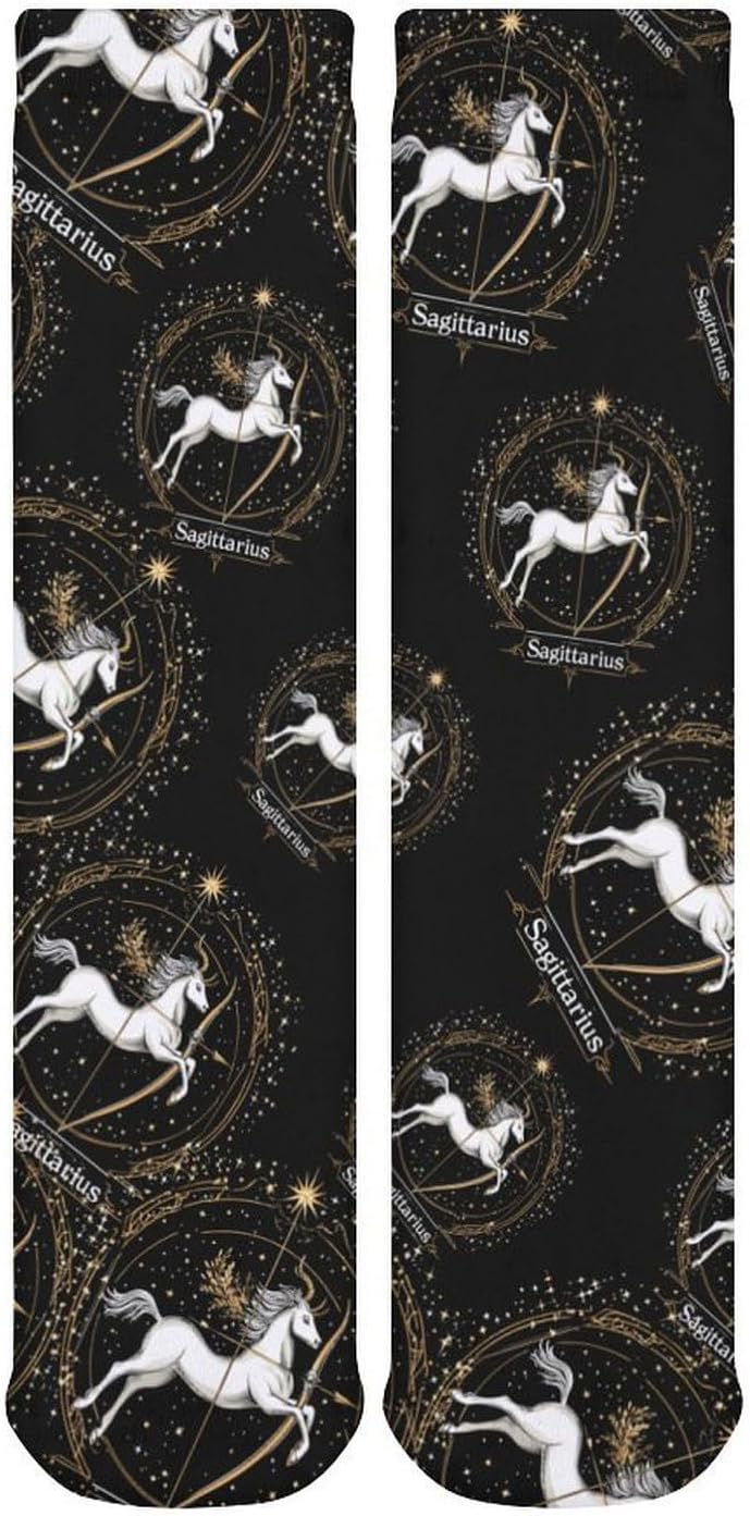 Zodiac Sign Sagittarius Knee High Socks Casual Long Stockings Over Calf Sock Tube for Women Men