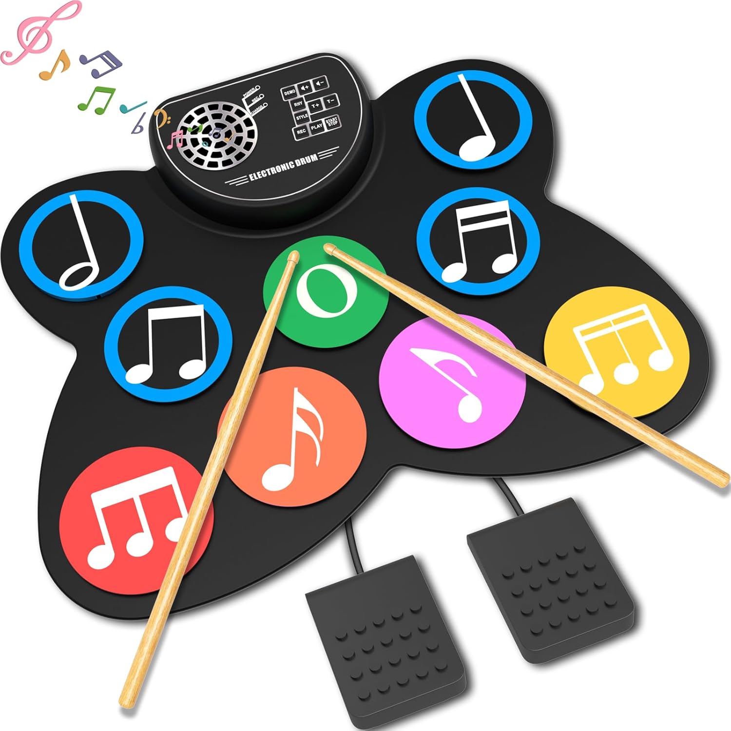 Clordeal Electric Drum Kit – 9 Pads Electronic Drum Practice Pad with Built-in Speaker | Drumsticks | Drums Pedal, Ideal Kids Drum Set Toy Musical Instrument Gifts for Christmas & Birthday