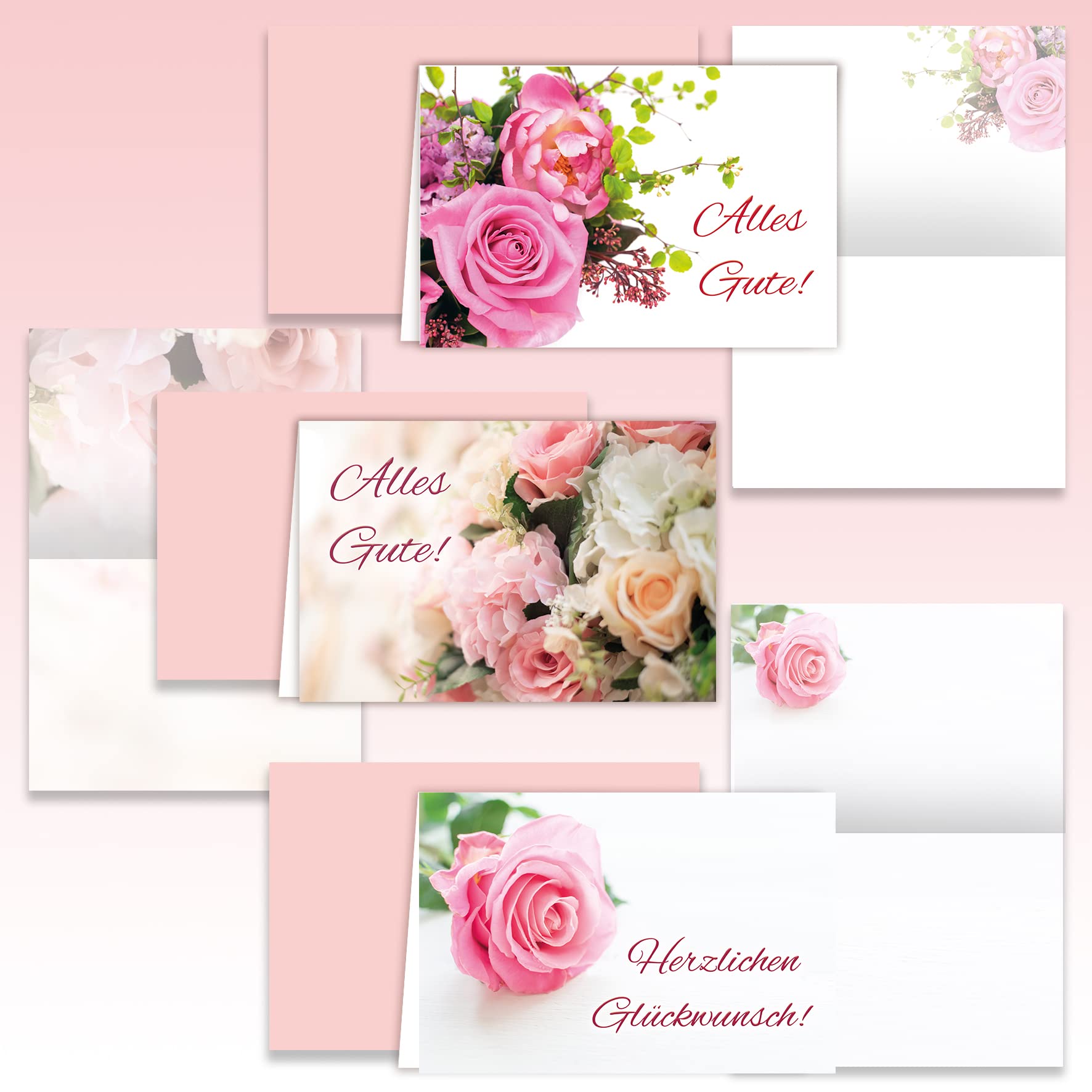 3D Rose Grußkarten Set – 12 Blanko-Karten Mit Umschlägen, Vielseitig Für Jeden Anlass
