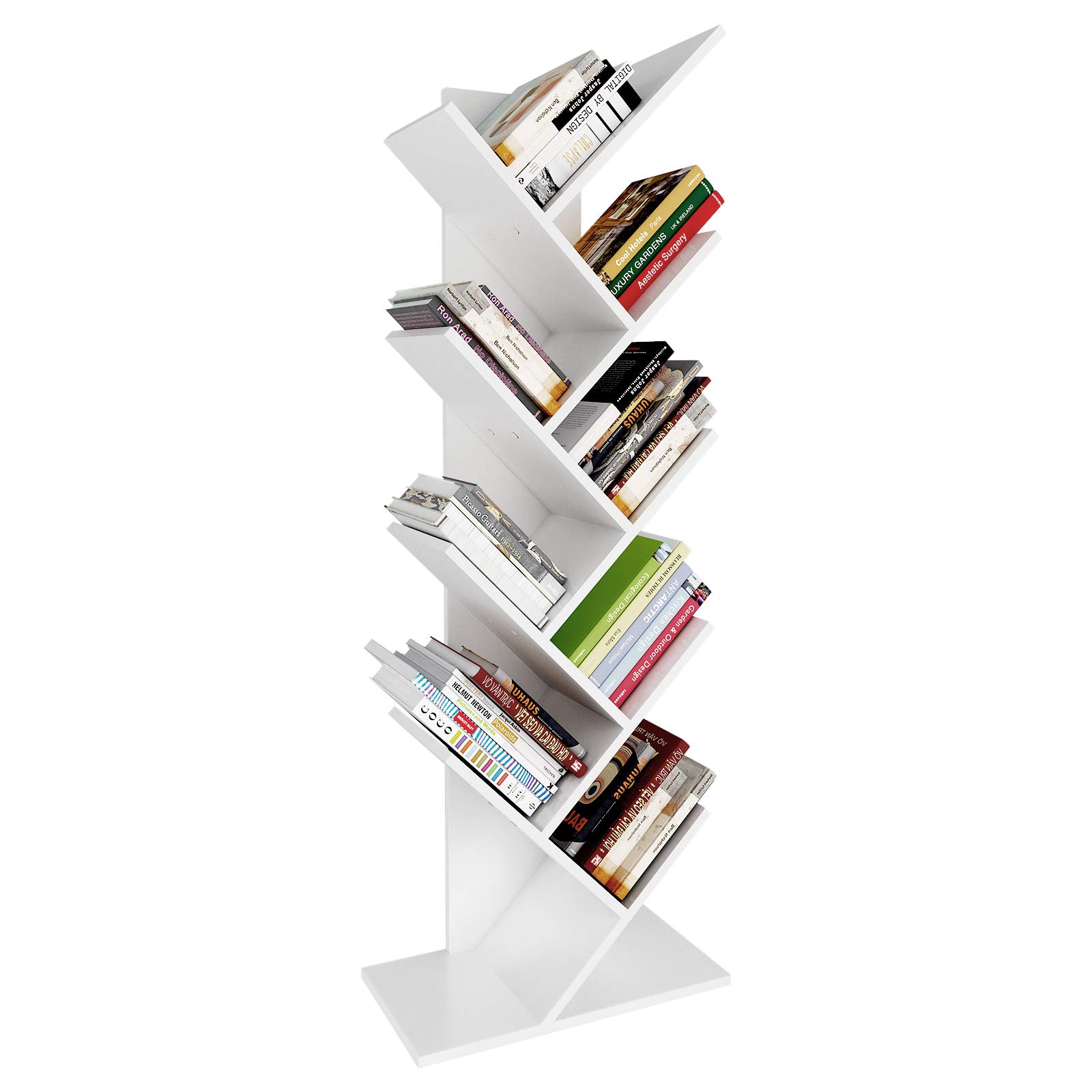 YITAHOME Libreria Scaffale in Legno Porta Libri, Moderna Autoportante CD Riviste Salvaspazio Verticale Libreria Legno Portaoggetti per Sala Camera Studio Soggiorno Ufficio, Bianco