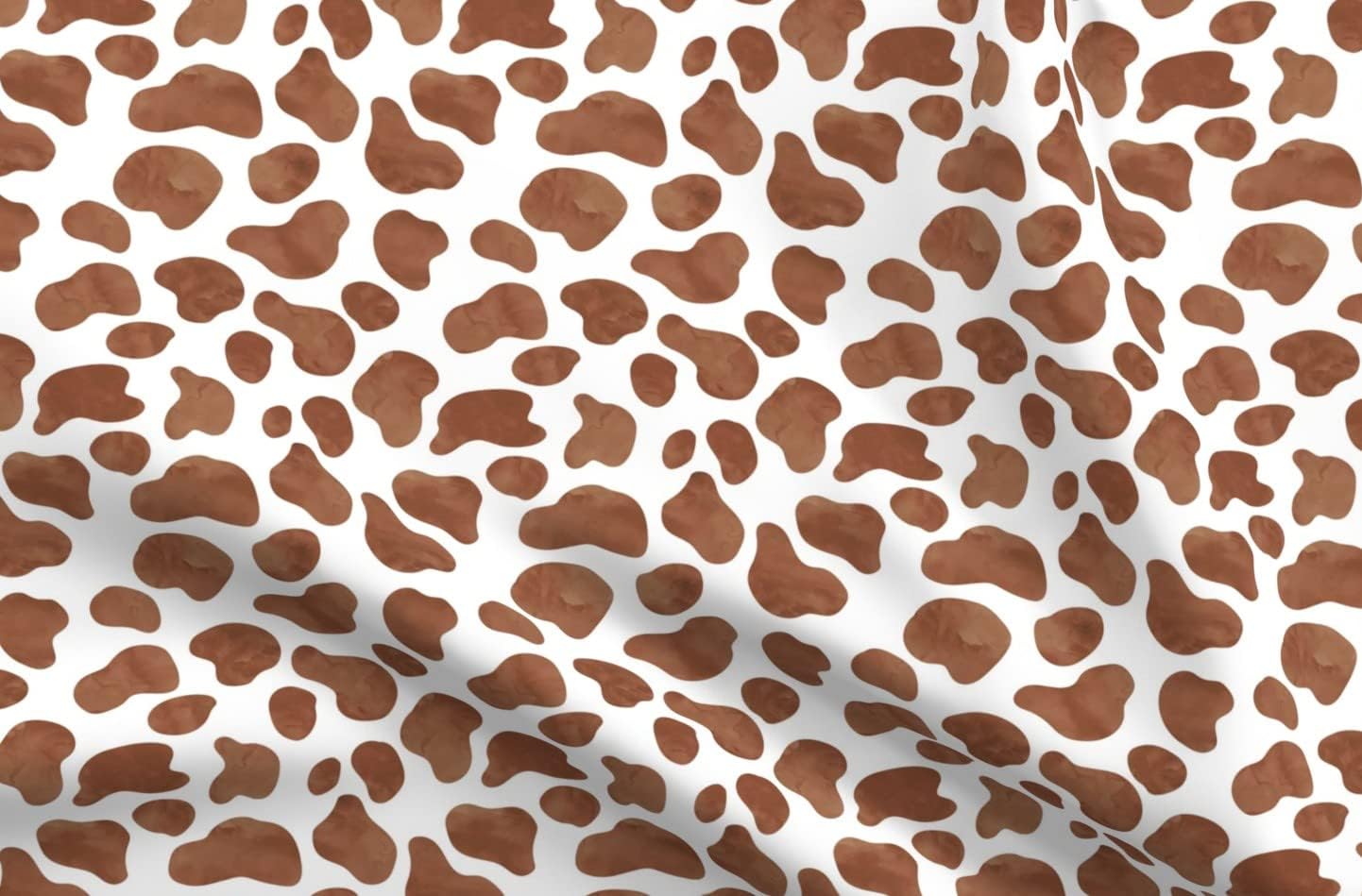 Spoonflower Fabric - Cow French Gold Brown Spots Animal Farm Prints Print Dairy Printed on Minky Fabric by The Yard - Sewing Baby Blankets Quilt Backing Plush