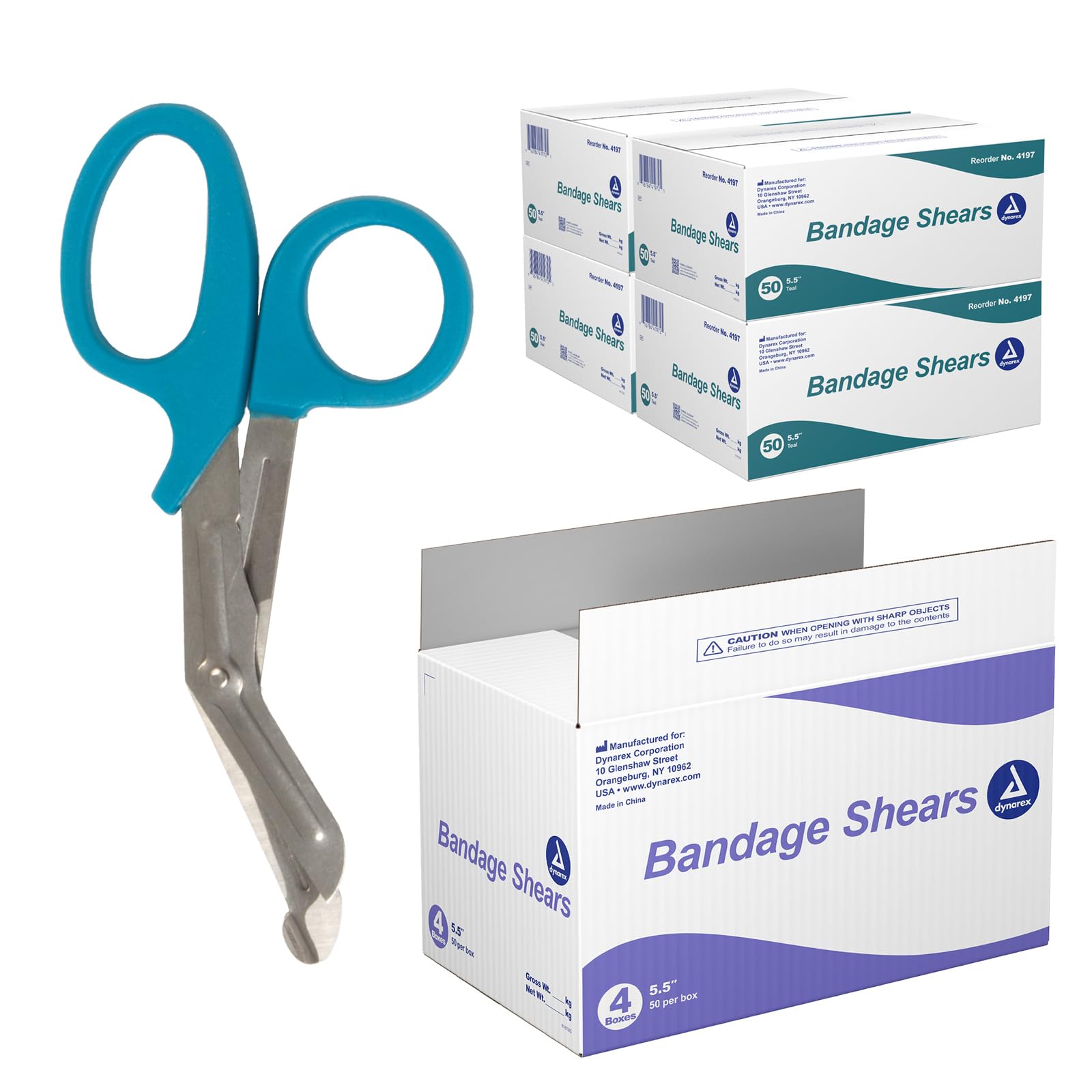 Ciseaux à bandage Dynarex bleu sarcelle pour infirmiers lot de 200 - 8