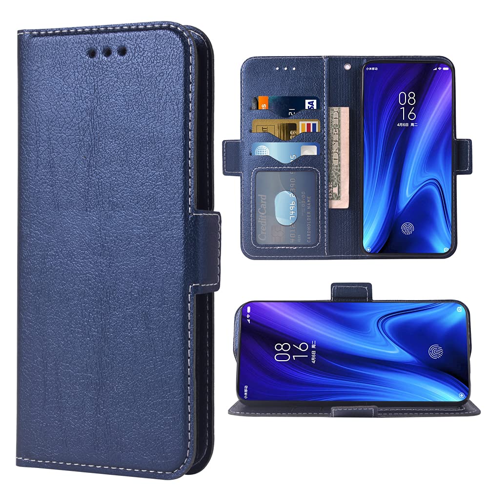 WWAAYSSXACompatible with Xiaomi Redmi 9 Wallet Case Wrist Strap Lanyard Leather Flip Cover Card Holder Stand Cell Accessories Phone Cases for Xiami Xiomis Xiome Redmi9 Prime Poco M2 Women Men Blue