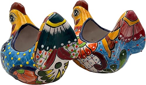 Miniatura 6 de Talavera - Macetero de cerámica para pollo, multicolor, hecho a mano, arte popular, pintada a mano, maceta de animales para decoración del hogar,