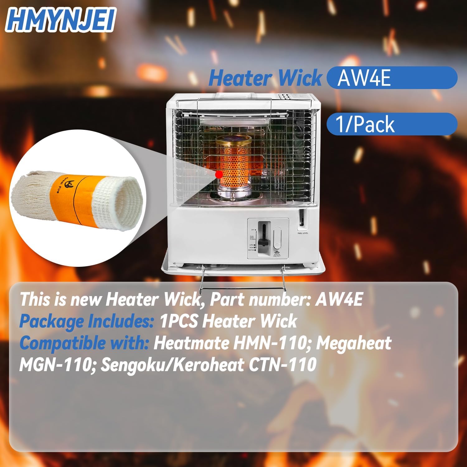 AW4E Heater Wick Replacement for New Sengoku 10KBTU Radiant Heaters Model CTN-110 and HMN-110#4308953
