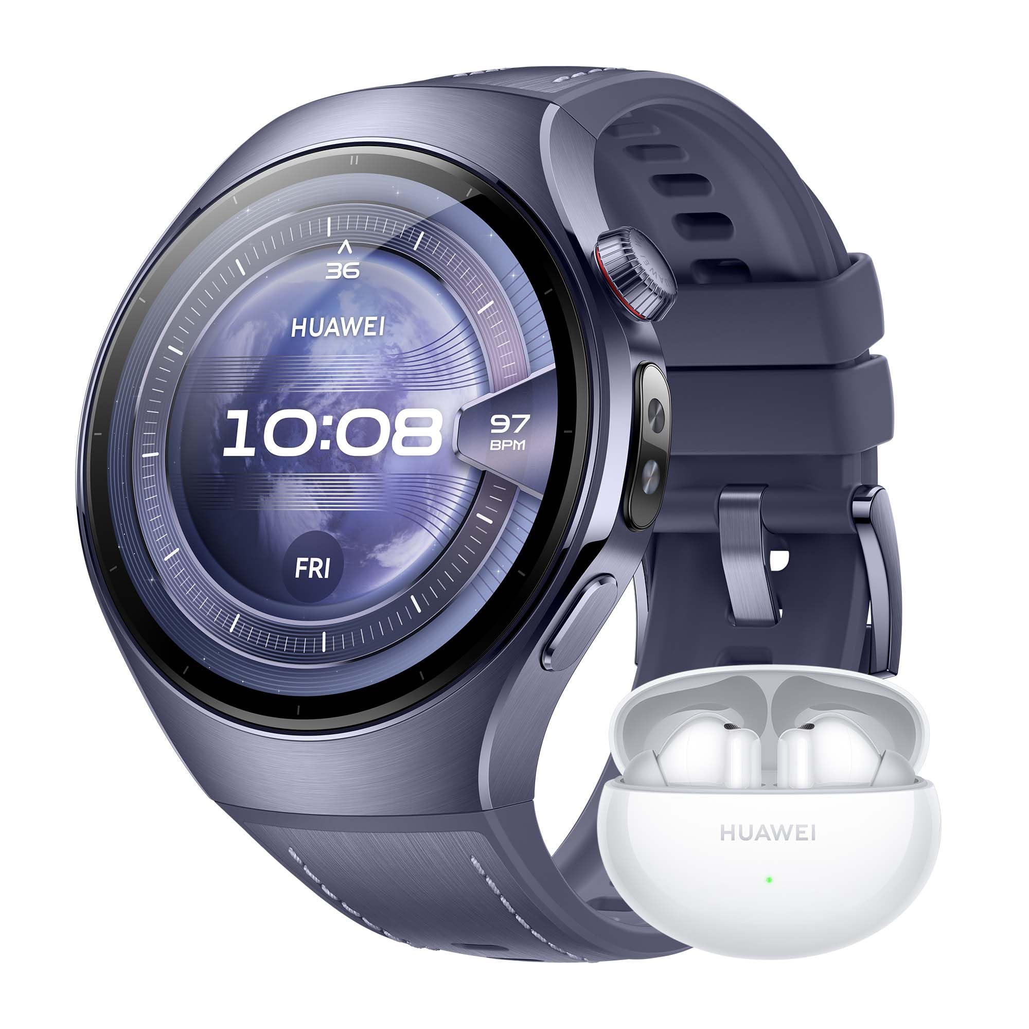 HUAWEI WATCH 5, 46mm Smartwatches, + FreeBuds 6i Bianco, Tecnologia Multi-sensing X-TAP, SpO2 dal Polpastrello, Health Glance, eSIM, con App ECG, HRV, Due Modalità di Batteria fino a 11 Giorni, Viola
