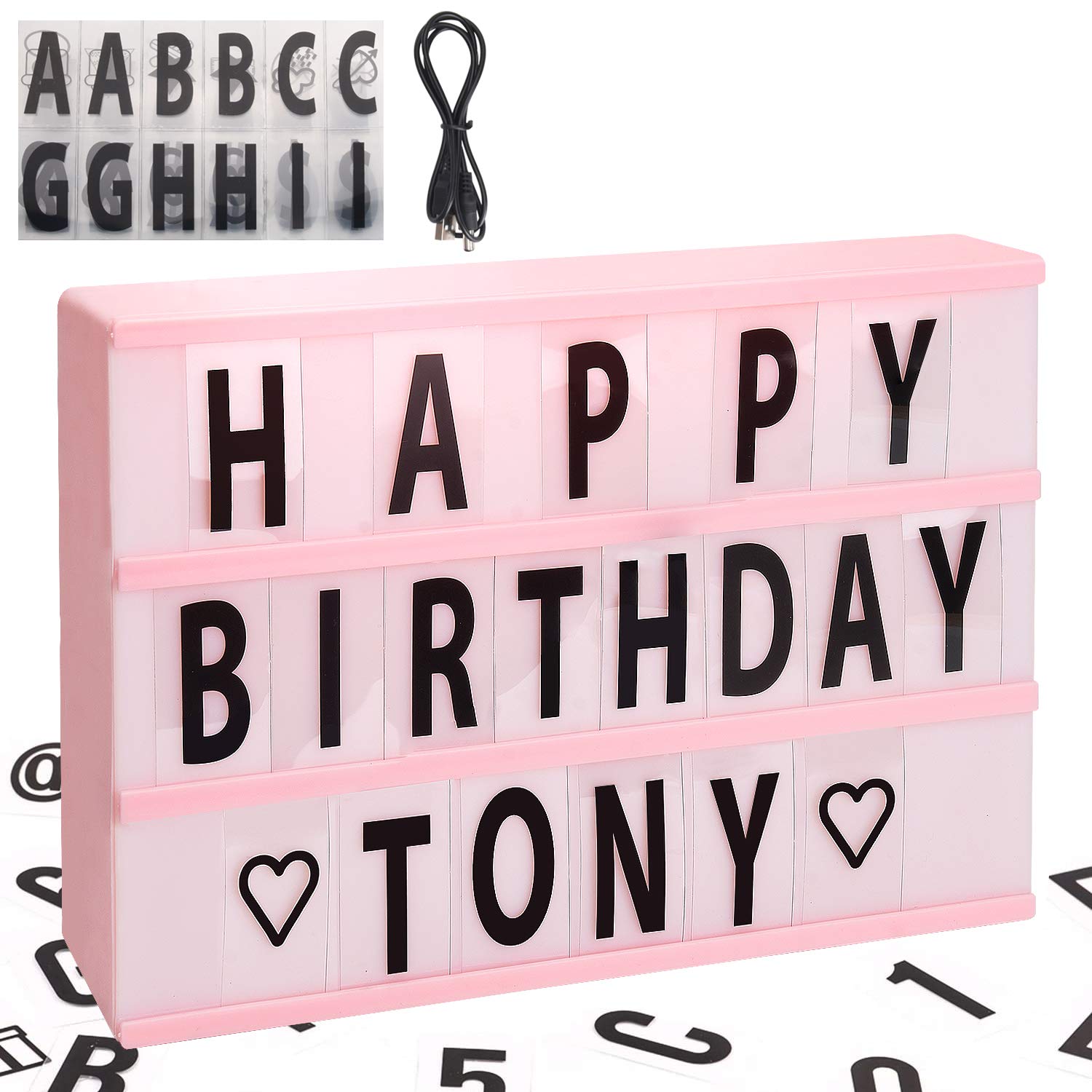 Buy Udefineit DIY LED Lightbox with 96 Letters, Numbers, Symbols, USB