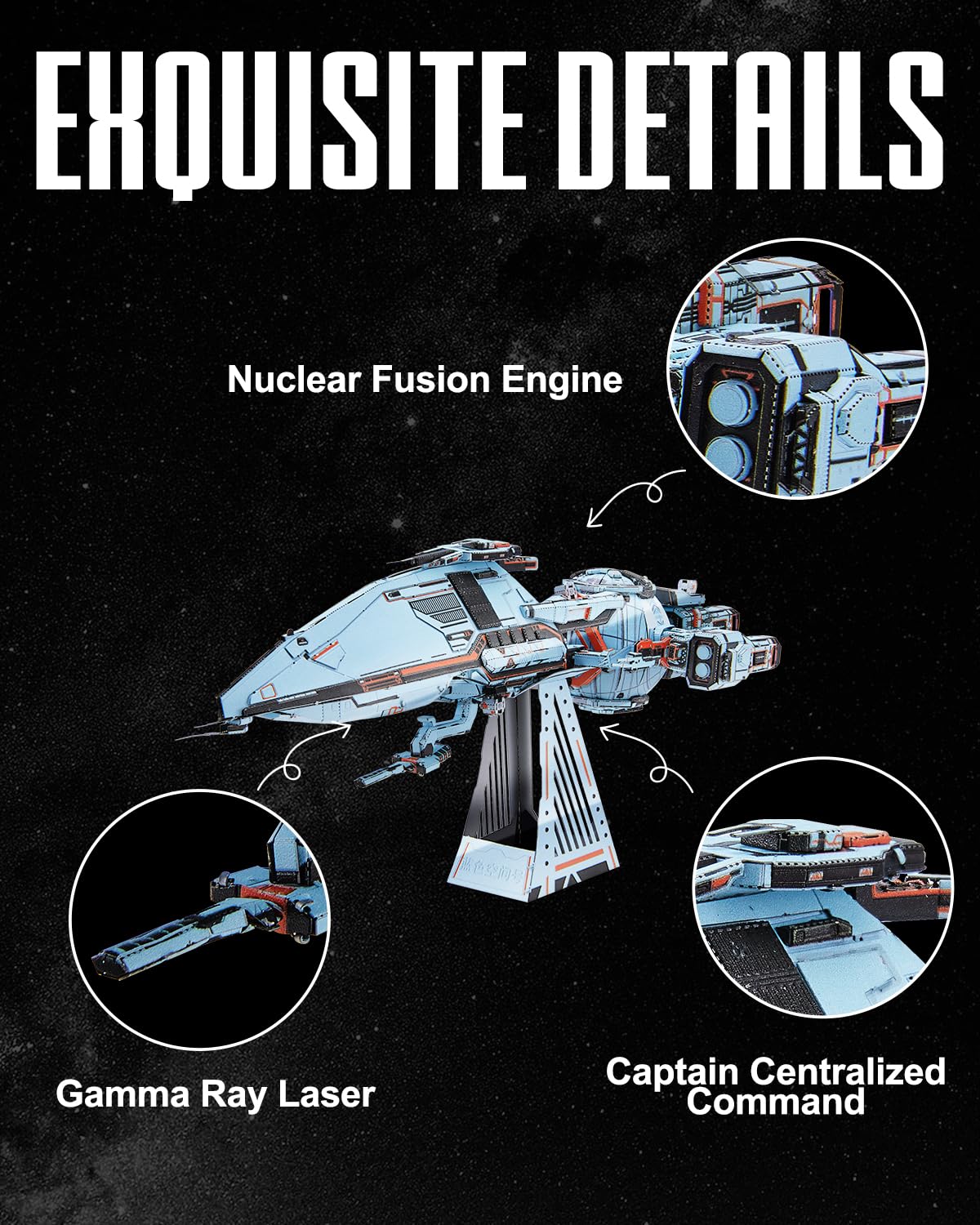Piececool 3D Puzzle Metall Raumschiff Blauer Raum, Dreikörperproblem Weltraumkampfschiff Handwerk Modellbausätze für 340 Edelstahl, 3D Puzzles Modellbausatz Erwachsene, Geschenk, Dekoration, 259 Teile