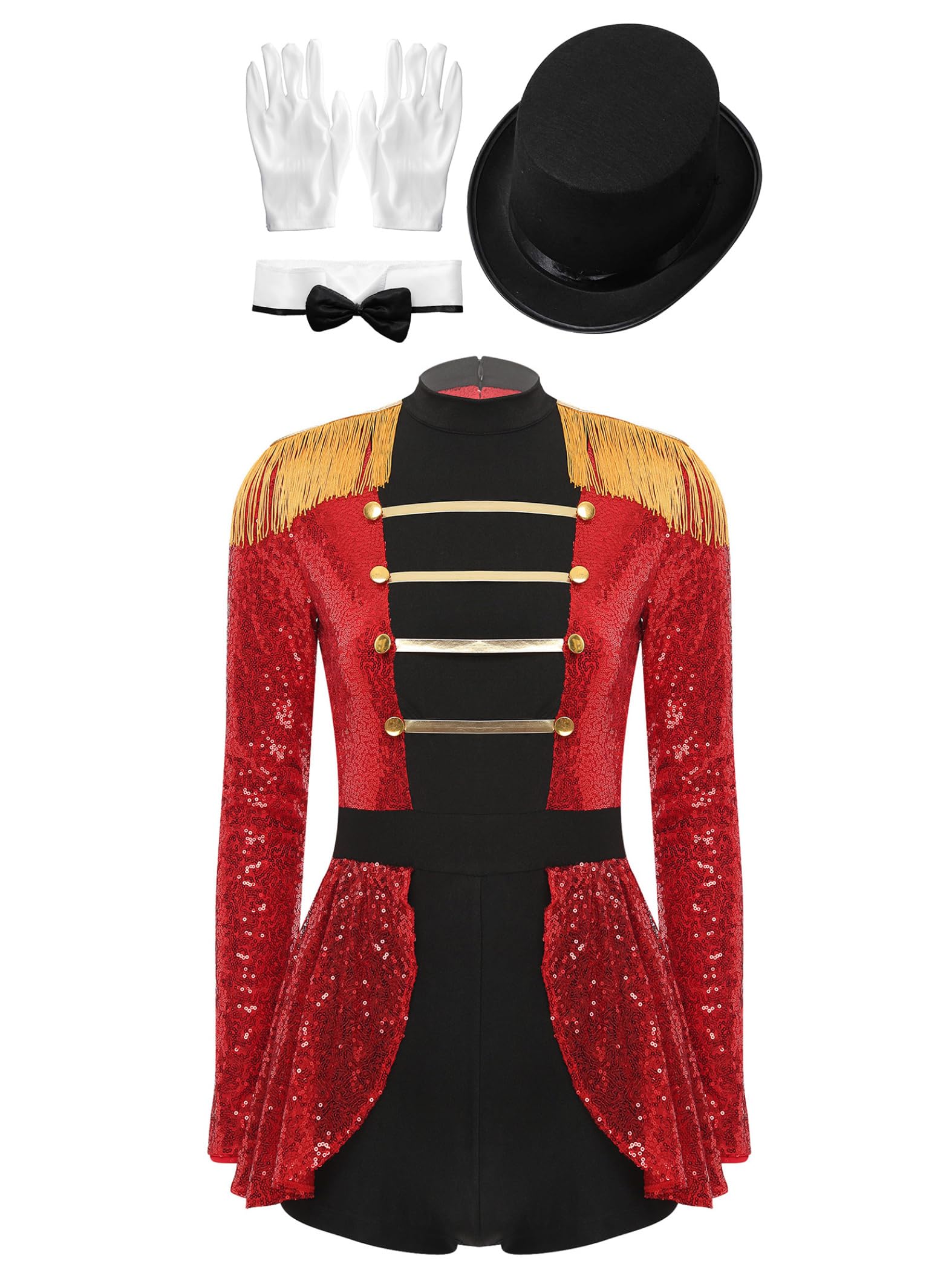 Costume cirque pour dames avec paillettes et franges - 8