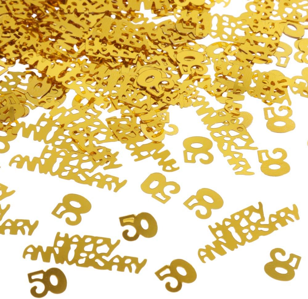 Nabance 50th Golden Wedding Anniversary Party Table Decorations Gold Foil Confetti Happy Anniversary Letter Card