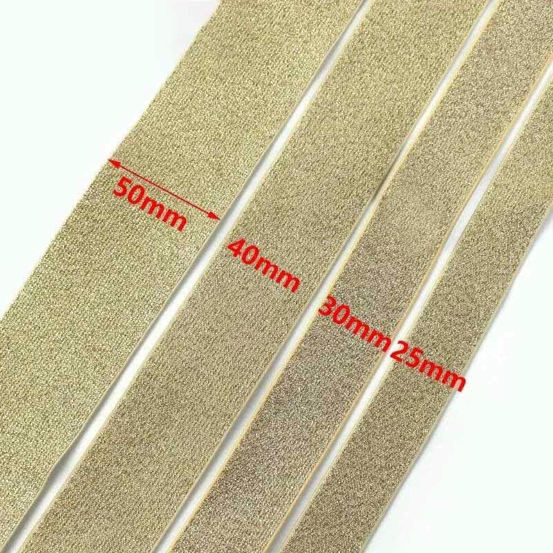 Elastyczna taśma nylonowa, Polyester Elastic Band For Sewing Bag Straps Waistband Multicolor 25-50mm X 2-10m(BlackGold 50mm,10Meters)