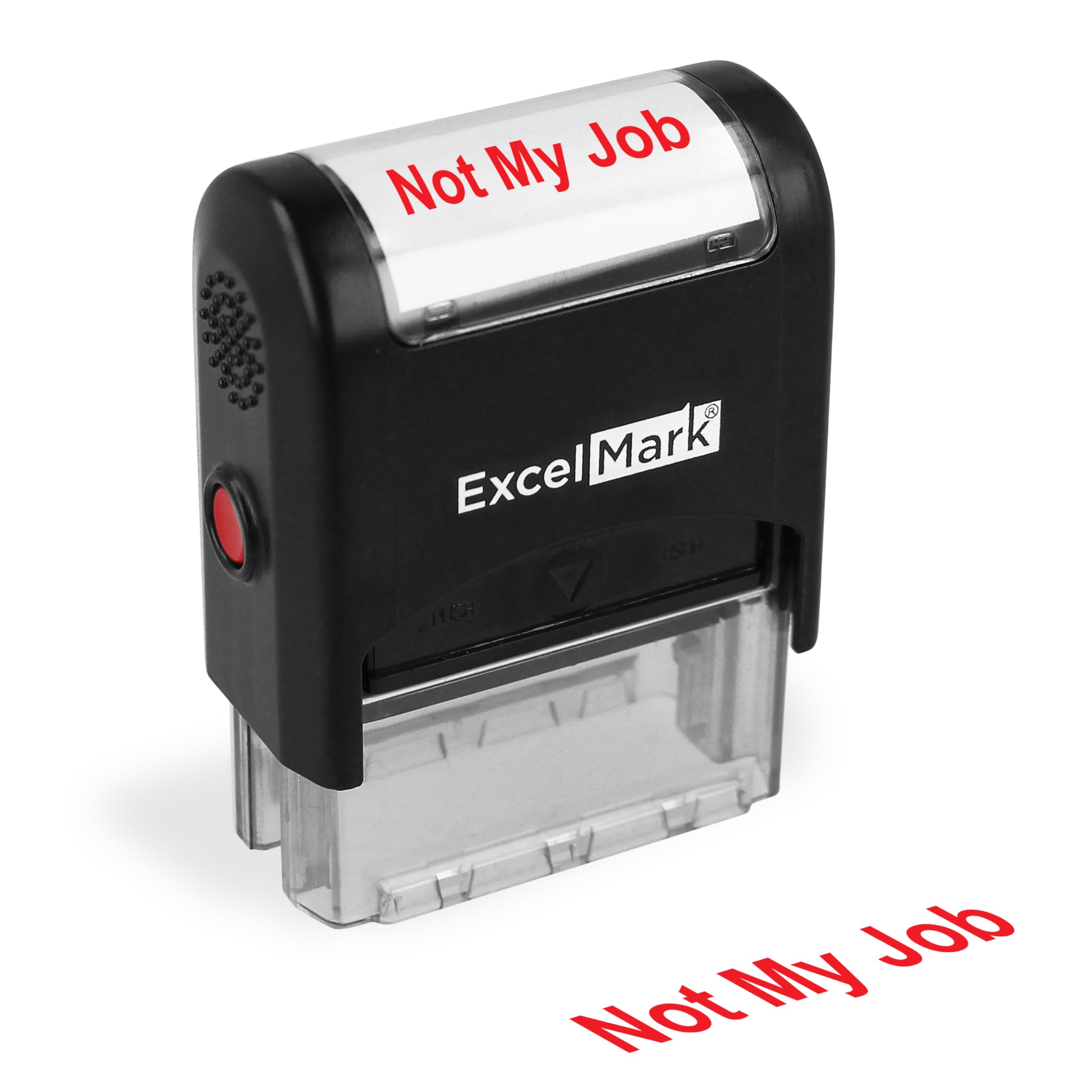 ExcelMark Self-Inking Novelty Message Stamp - NOT My Job - Red Ink