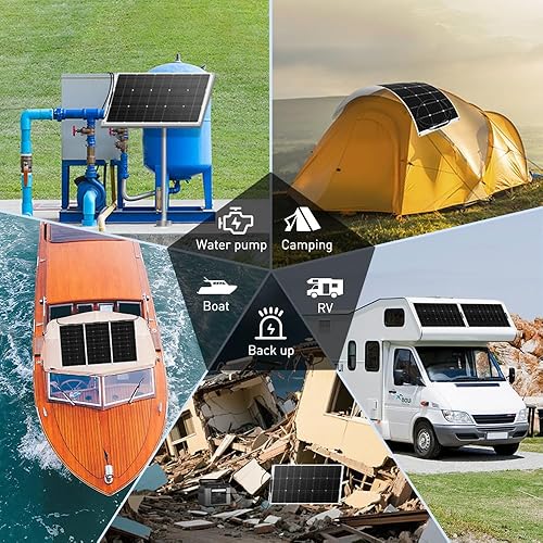 Miniatura 9 de DOKIO Paneles solares flexibles de 600 W (6 × 100 W) 18 V monocristalinos para carga de batería de 12 V, ETFE semi-flexible con expansión MC4, serie