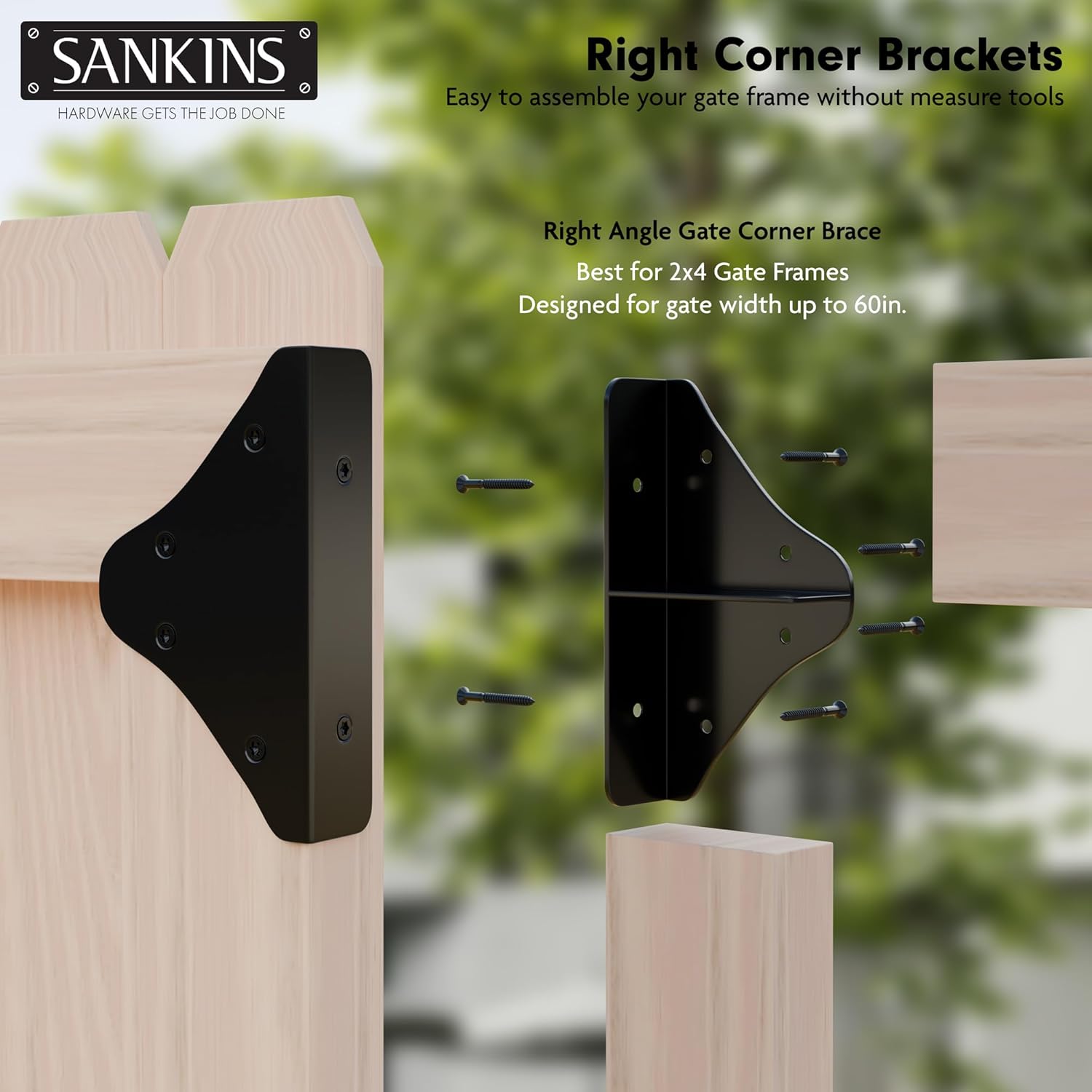 Anti Sag Gate Frame Kit Hardware, 90 Degree Right Angle Gate Hinges, Gate Fence Kit with Gate Latch for Wooden Fence, Driveway Gates, Corral Gates, Wood Windows