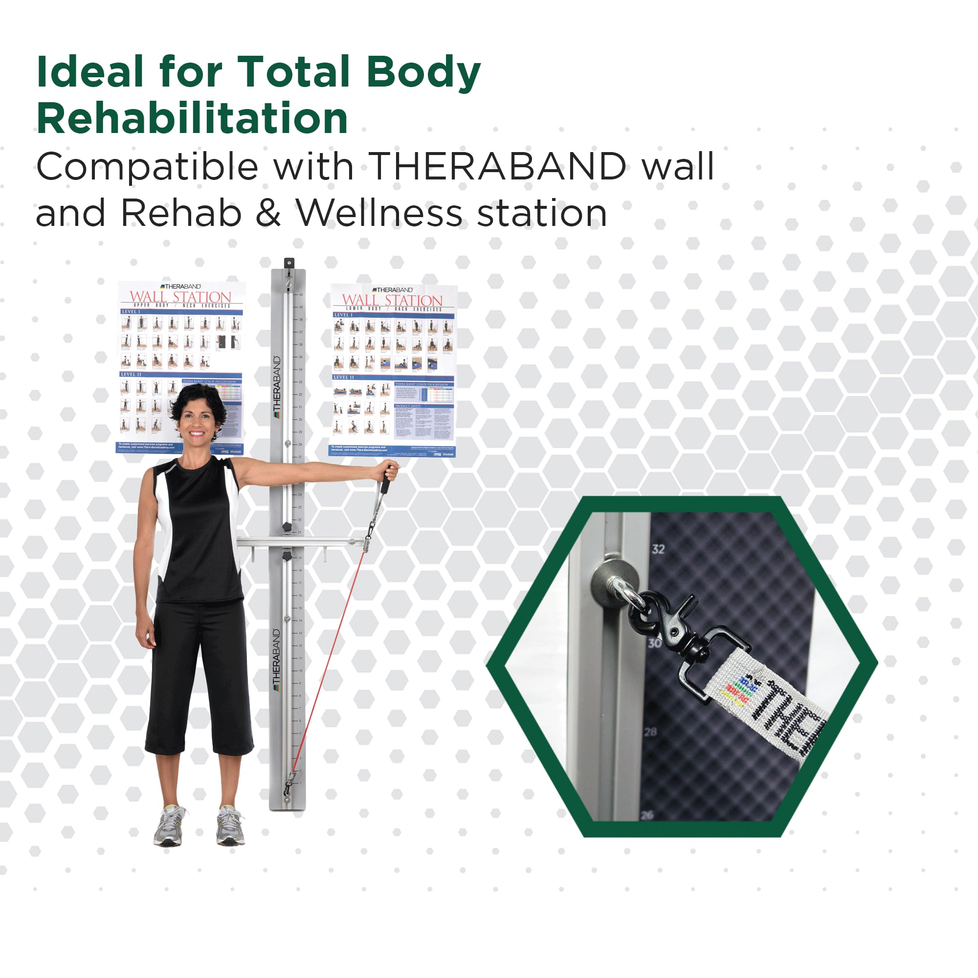 TheraBand Wellness Station Professional - Tubetti di resistenza in lattice con connettori per fisioterapia, stazione di esercizio per riabilitazione, pilates inferiori, set da 2, 24 pollici, verde, pesante, livello intermedio 1