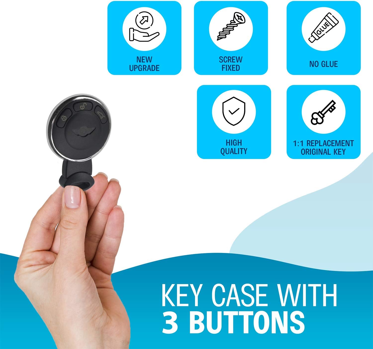 PHONILLICO Car Key Replacement For BMW Mini Cooper S One D Clubman Countryman Flip Keychain with 3 Buttons Blade - Image 3