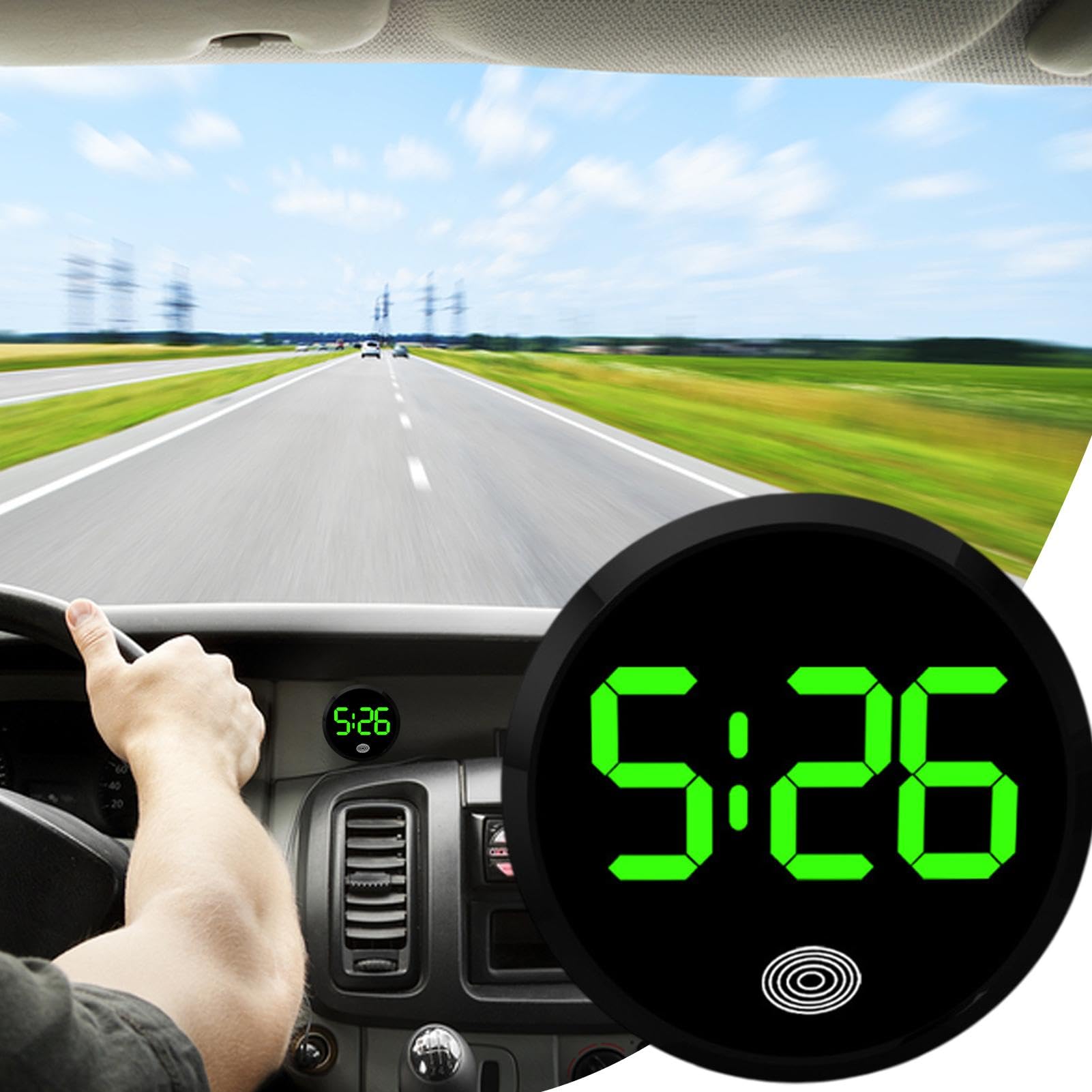 Digitaluhr für Auto Innenraum, Auto Armaturenbrett Uhr mit Kalender, Tragbare Digitale Autouhr, Digitaluhr für Autospiegel, Digitaluhr mit Temperatur für Auto, Smart Car Dashboard Uhr