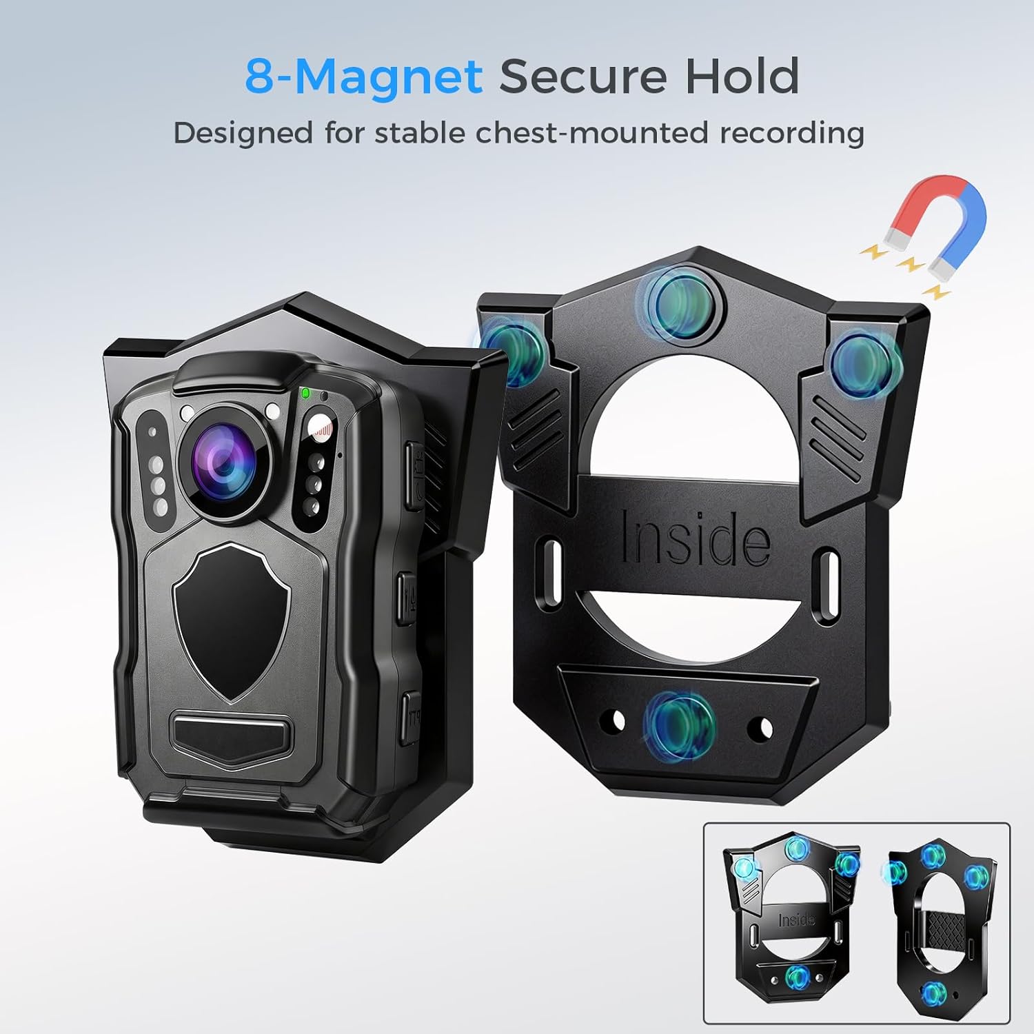 2Pack The MN-N1Two Sets The Magnetic Stand for Clothing is Suitable for Action Cameras, Law Enforcement recorders and Video Recording Instruments
