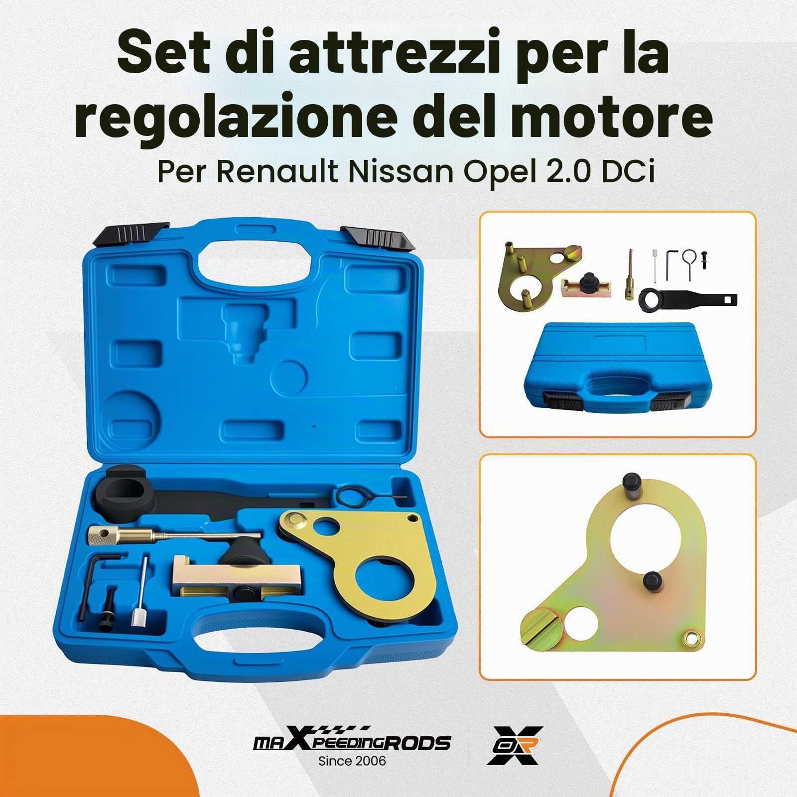 maXpeedingrods Albero a camme e albero motore per Renault Megane MOT 1770 | Attrezzo di regolazione motore per Nissan Opel Primaster Qashqai 2.0 DCI M9R 670 780 782 EN-48334 EN-48330