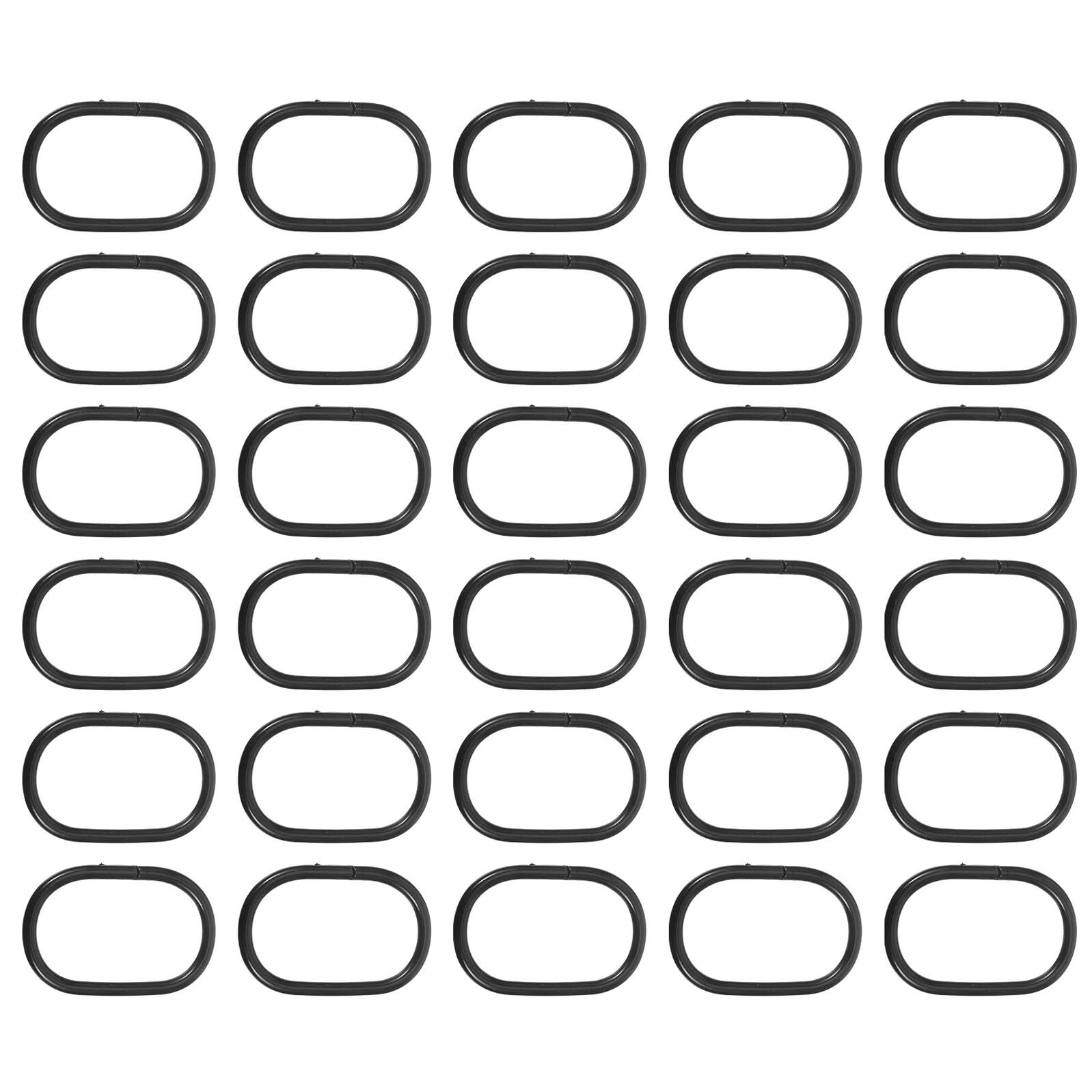 OUNONA 100 Ganci per Tende da Doccia in Plastica Nera Chiusura a Scatto Anelli Ovali per Aste Tende da Bagno Accessori Antiscivolo per Bagno e Finestra Scorrimento Fluido e Supporto