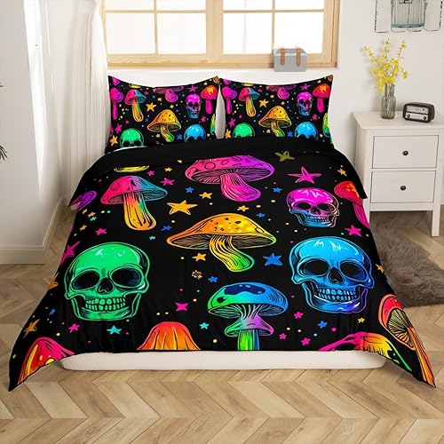 Miniatura 15 de Erosebridal Juego de cama de flores hippie, decoración de cumpleaños, funda de edredón, lindo juego de ropa de cama floral arcoíris para niñas y